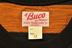 T-Shirts-Buco Stripe Tee S/S 306 Black X Mustard
