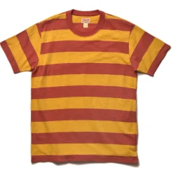 T-Shirts-Buco Stripe Tee S/S 81 Salmon
