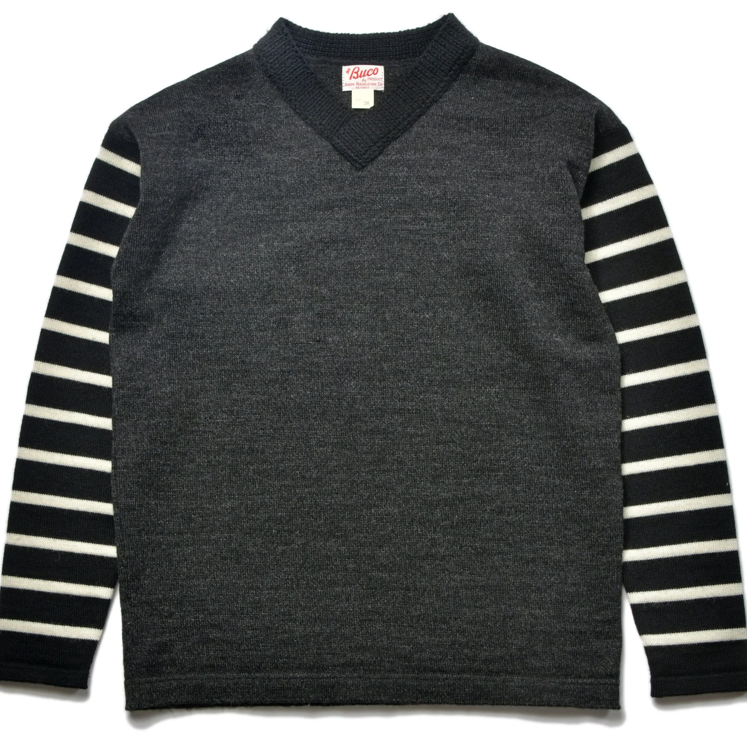 Knitwear-Buco Wool Knit Motorcycle Jersey Black