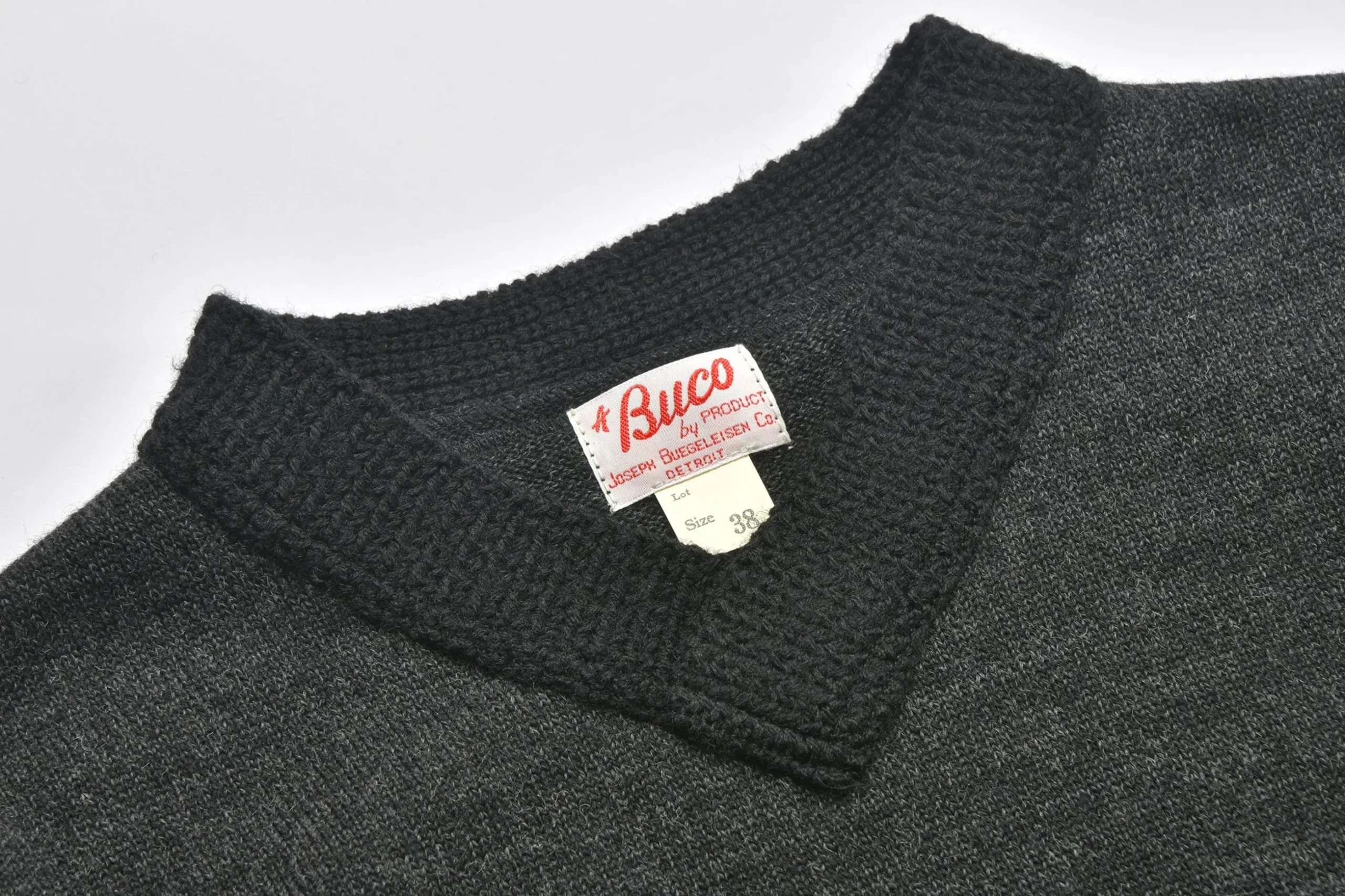 Knitwear-Buco Wool Knit Motorcycle Jersey Black