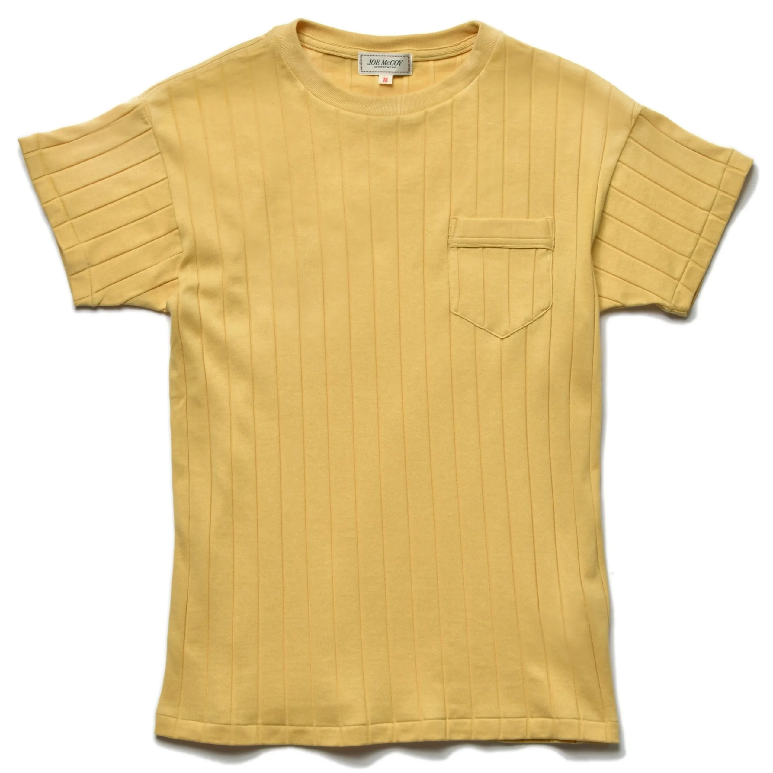 T-Shirts-Joe McCoy Cotton Ribbed Pocket Tee 062 Lemon