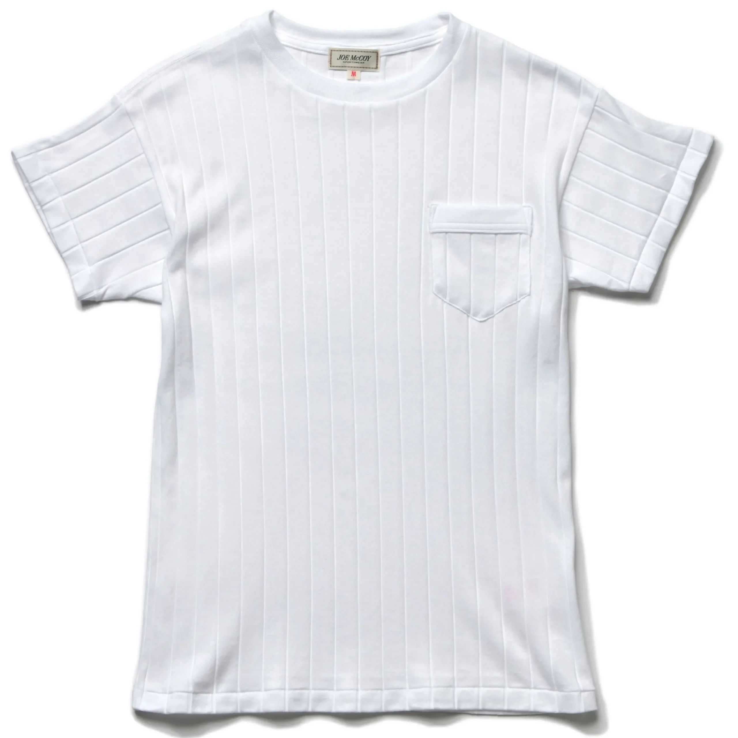T-Shirts-Joe McCoy Cotton Ribbed Pocket Tee 011 Milk