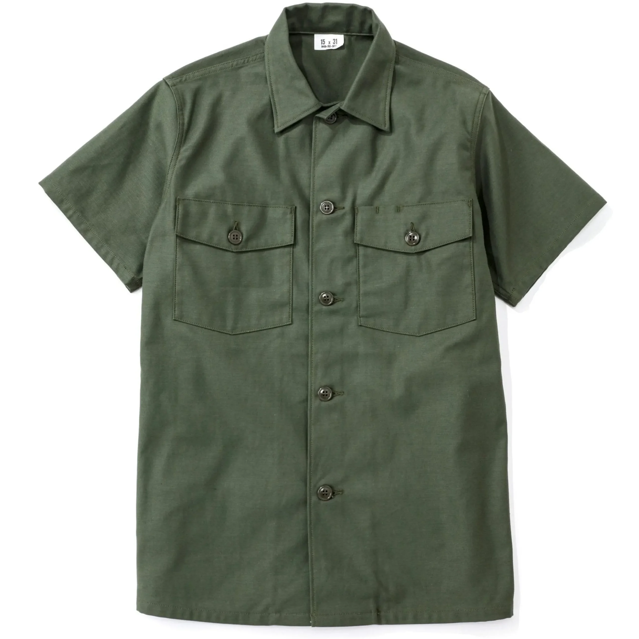 Shirts-The Real McCoy's Cotton Sateen Shirt S/S 153 Og107