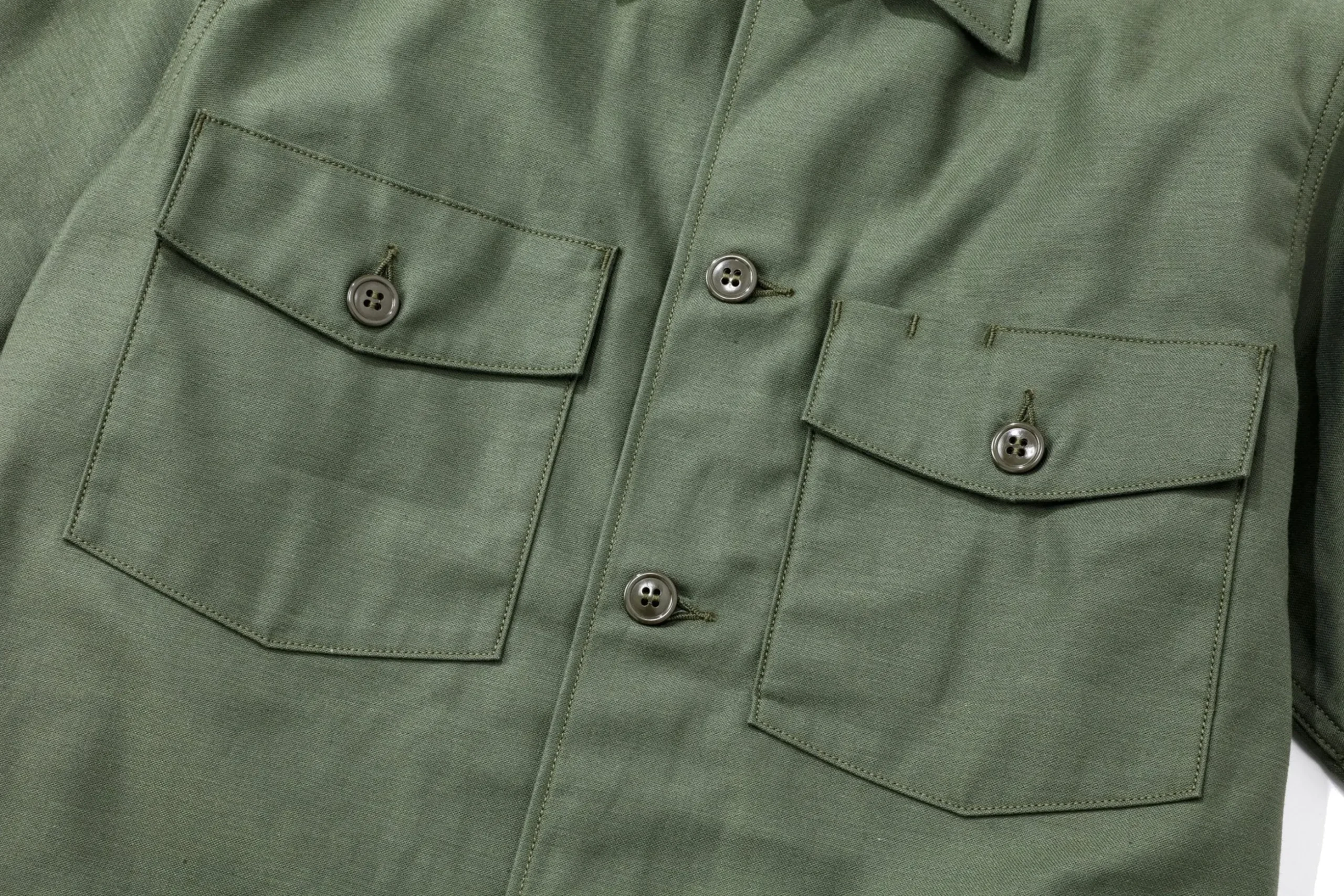 Shirts-The Real McCoy's Cotton Sateen Shirt S/S 153 Og107