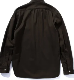 Shirts-Joe McCoy Double Diamond Band Collar Sateen Shirt Black
