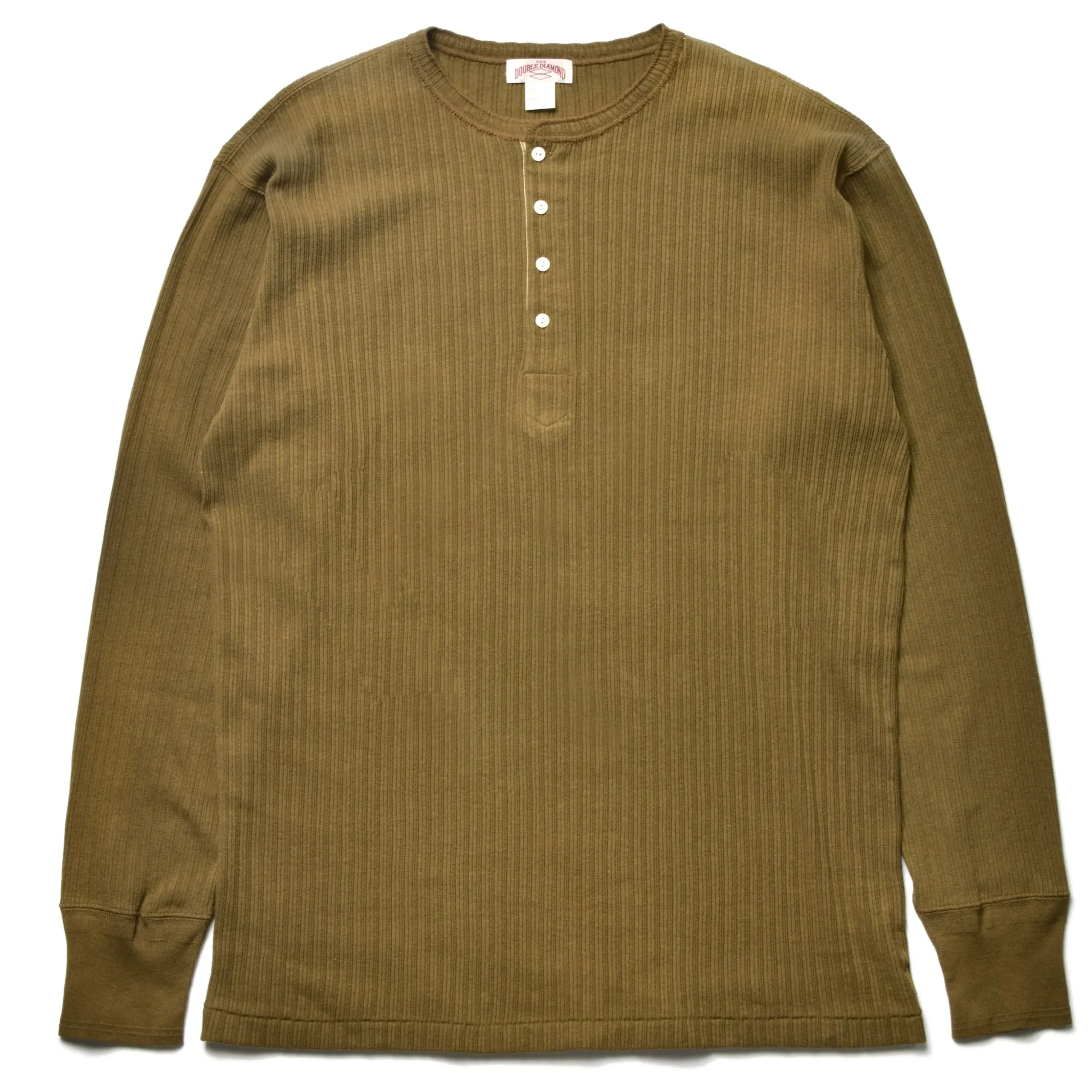 Thermal Shirts-Joe McCoy Double Diamond Eyelet Henley Undershirt 040 Khaki