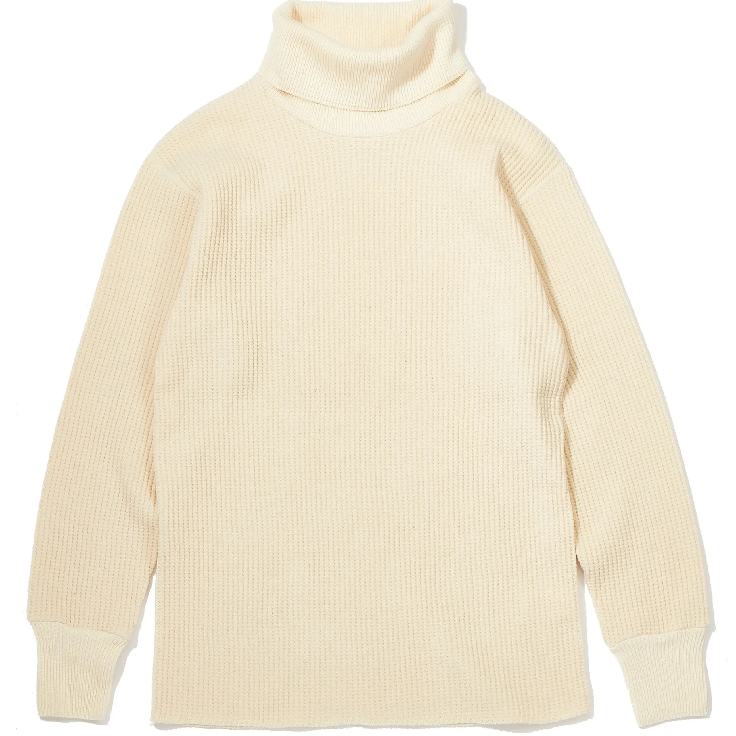 Thermal Shirts-Joe McCoy High Neck Thermal Shirt Ecru