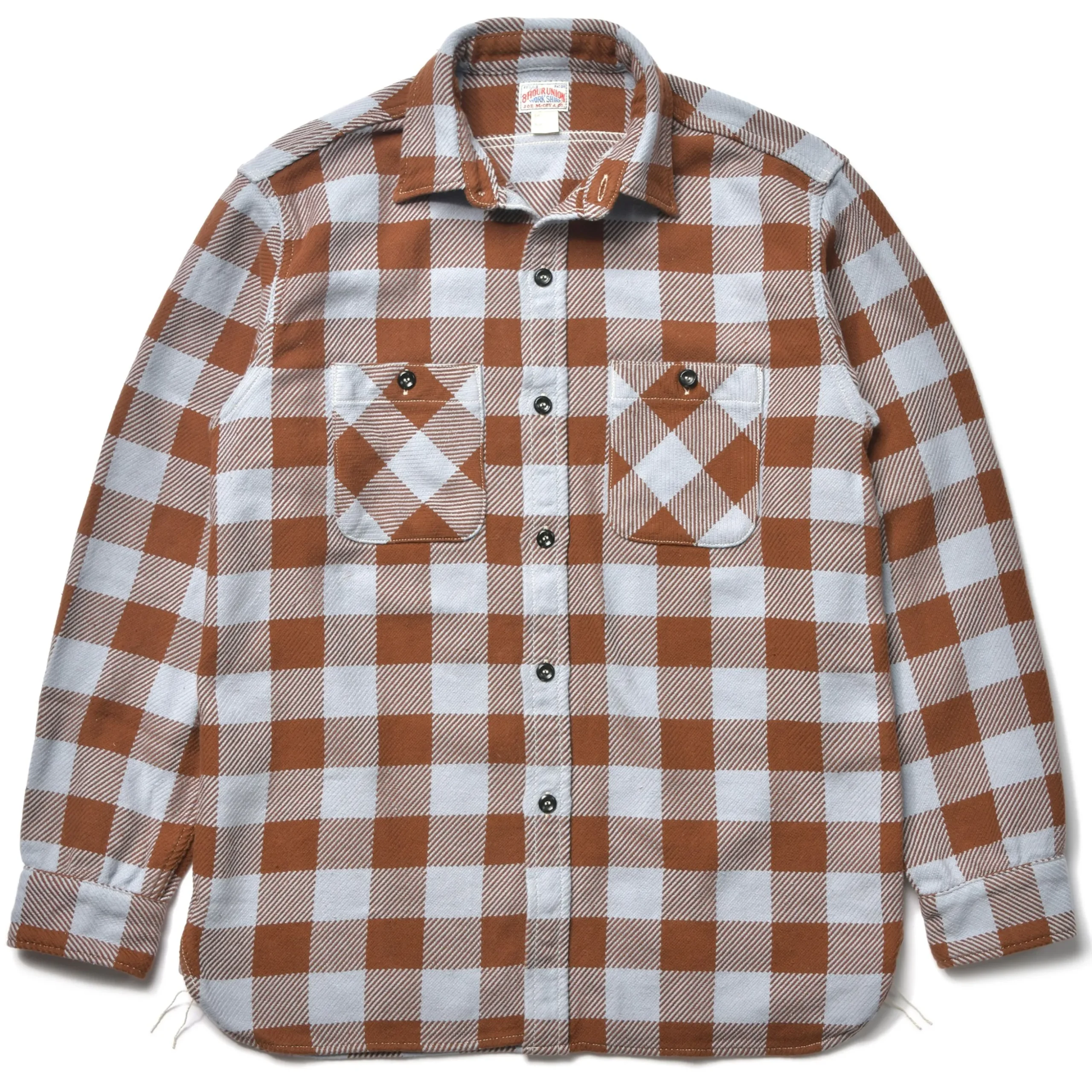 Shirts-Joe McCoy 8Hu Buffalo Check Flannel Shirt 311 Saxe Brown