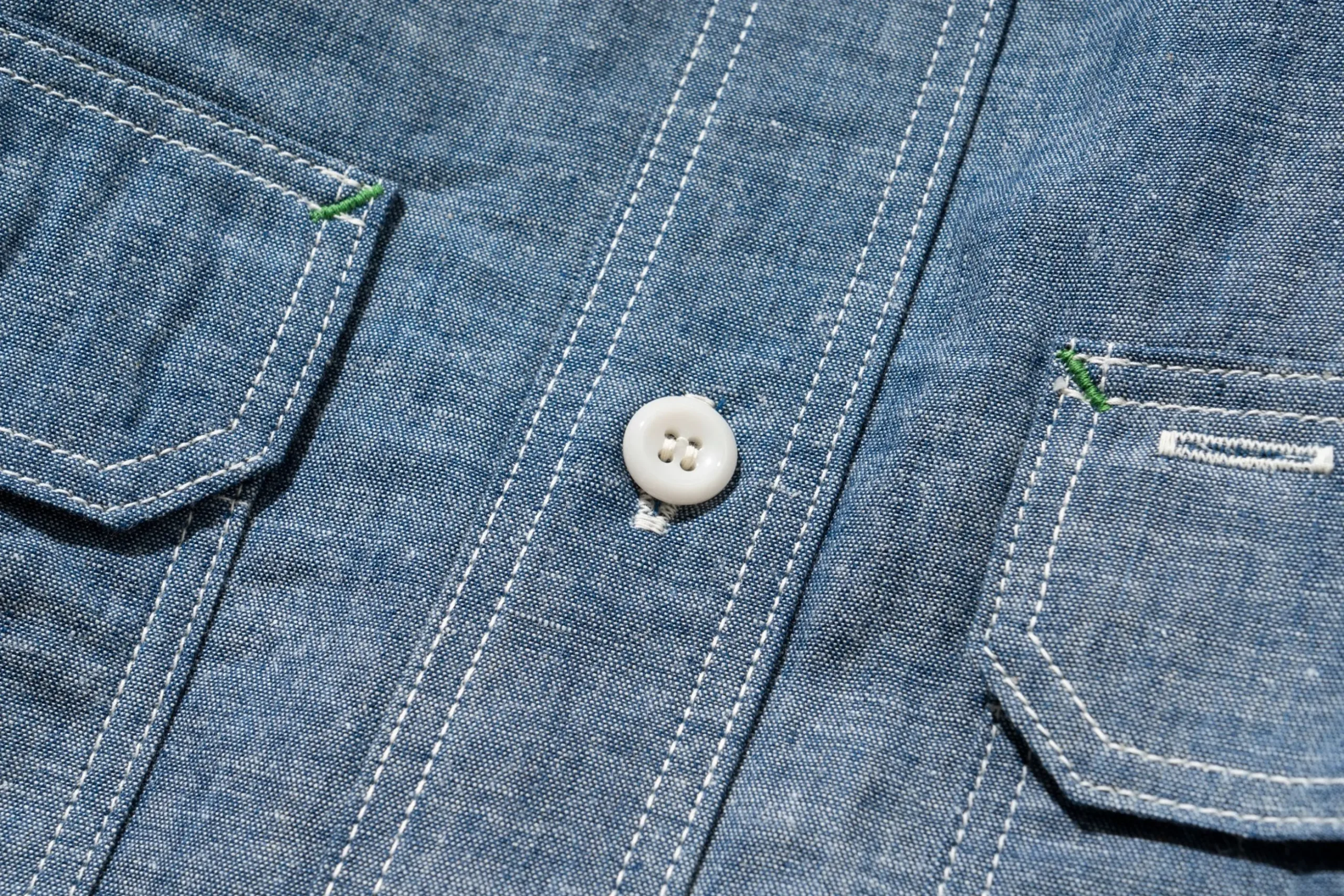 Shirts-Joe McCoy 8Hu Heavy Duty Chambray Work Shirt Light Blue