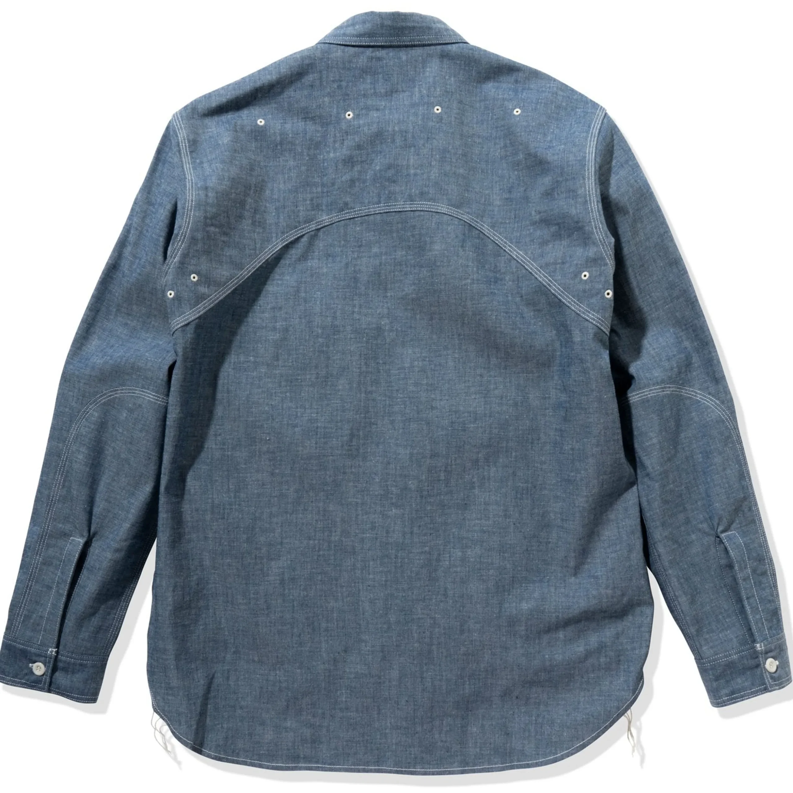 Shirts-Joe McCoy 8Hu Heavy Duty Chambray Work Shirt Light Blue