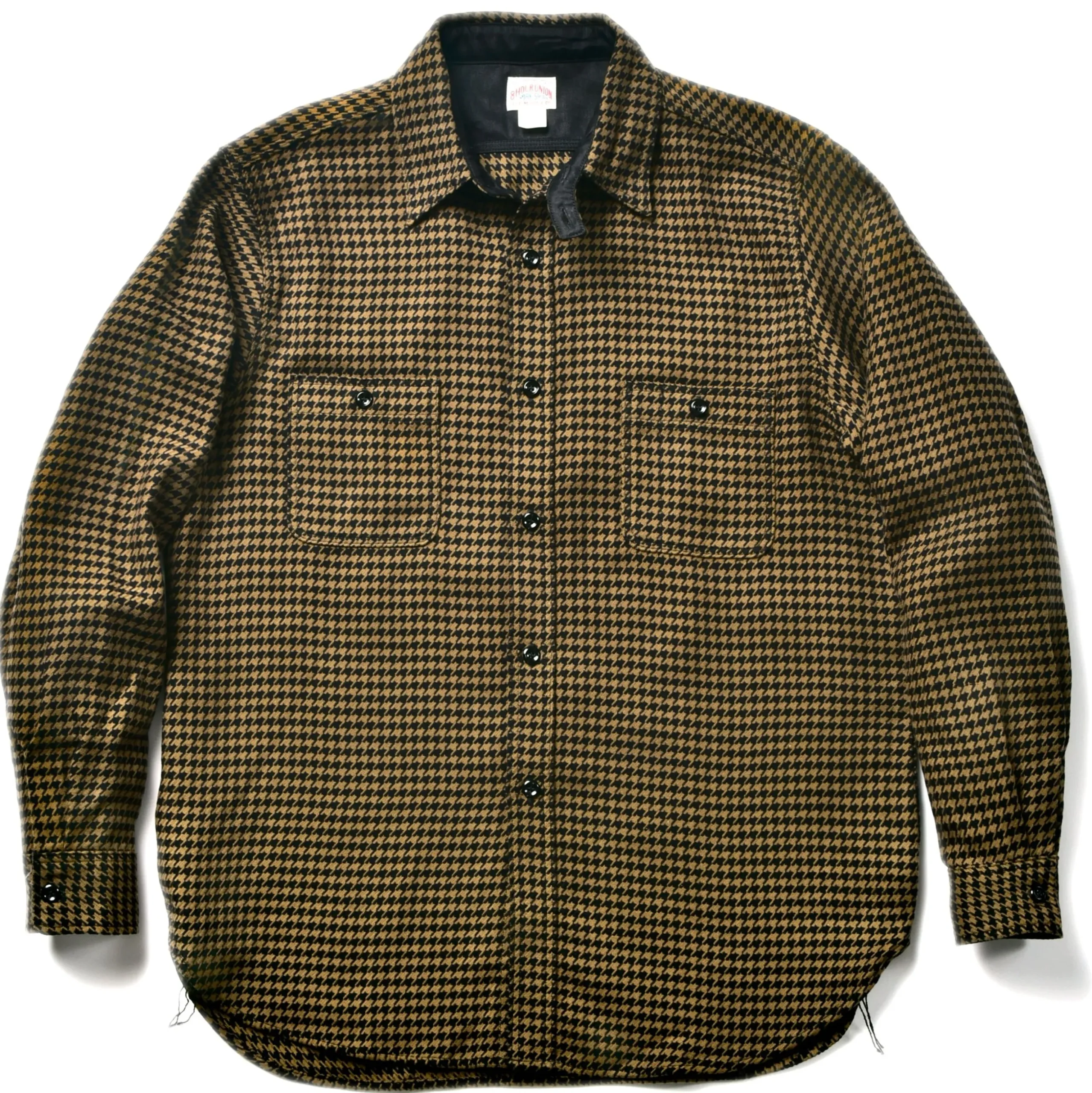 Shirts-Joe McCoy 8Hu Houndstooth Flannel Shirt Mustard