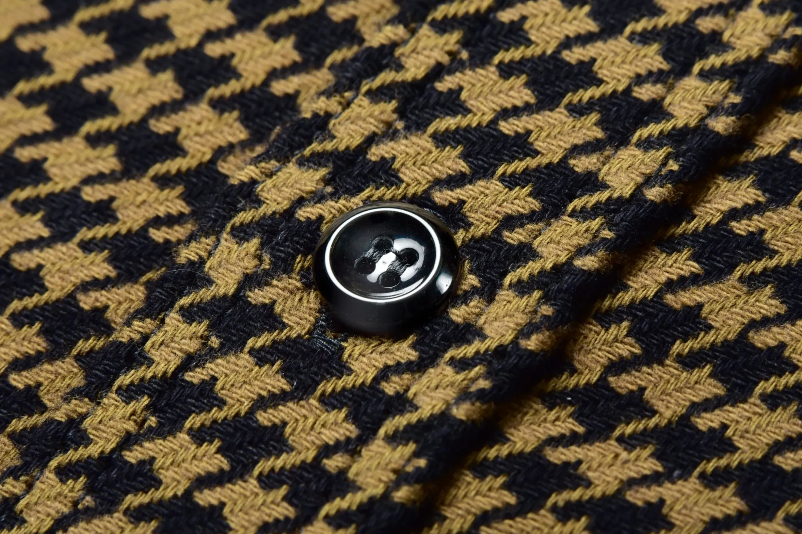 Shirts-Joe McCoy 8Hu Houndstooth Flannel Shirt Mustard