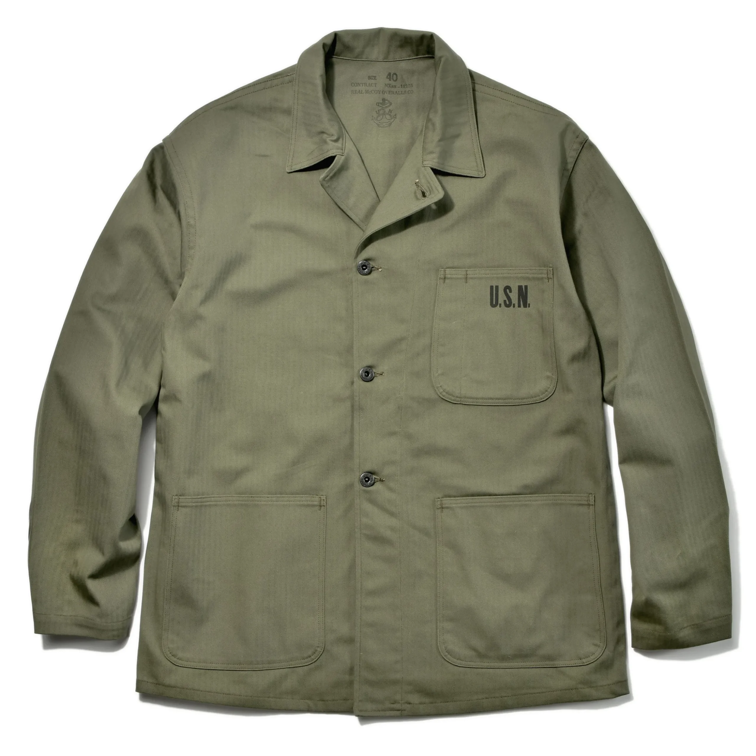 Military-The Real McCoy's Jacket, Utility N-3 / Stencil 150 Olive