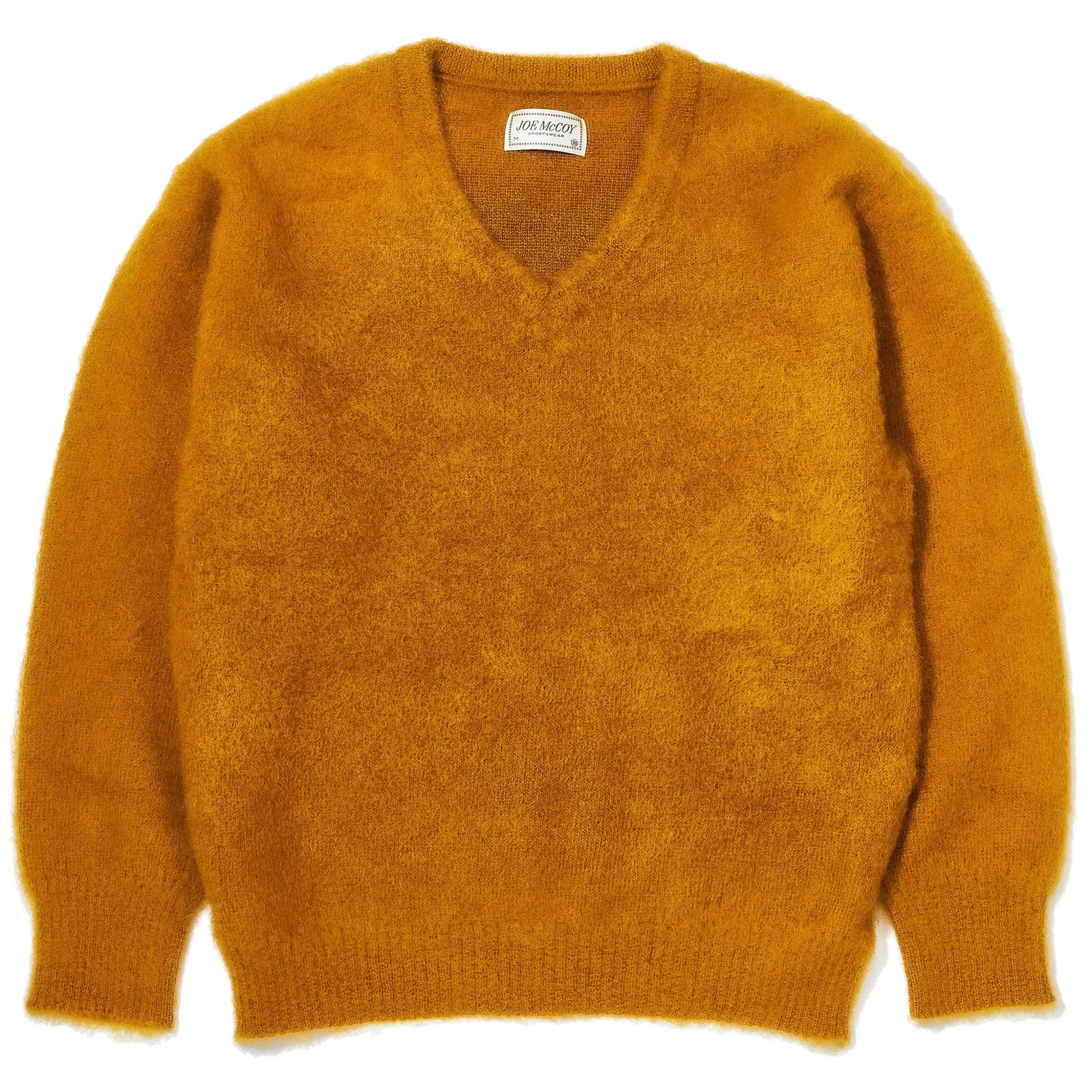 Knitwear-Joe McCoy Jm Mohair V-Neck Sweater Mustard