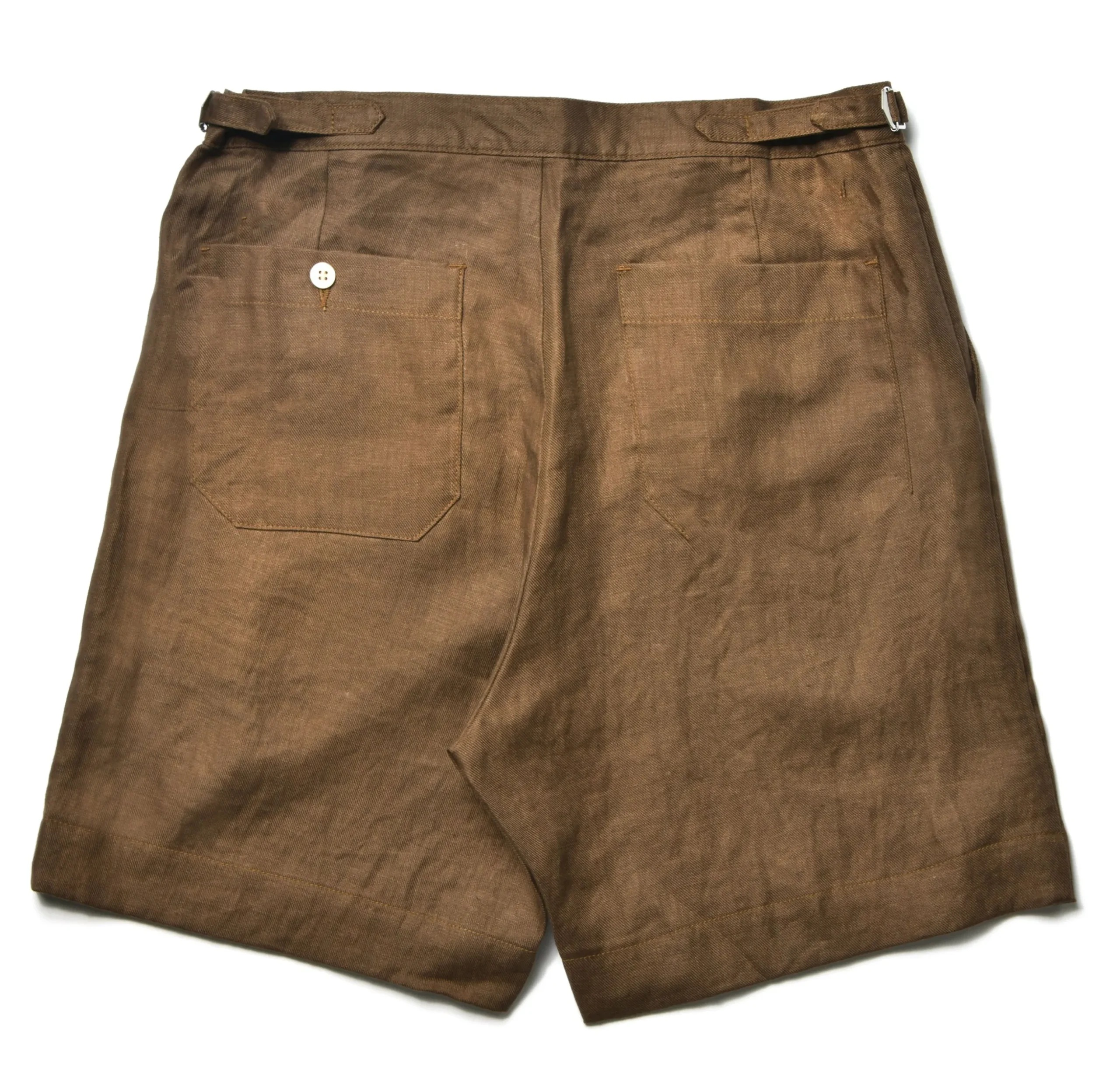 Shorts-Joe McCoy Linen Pleated Short Pants Brown