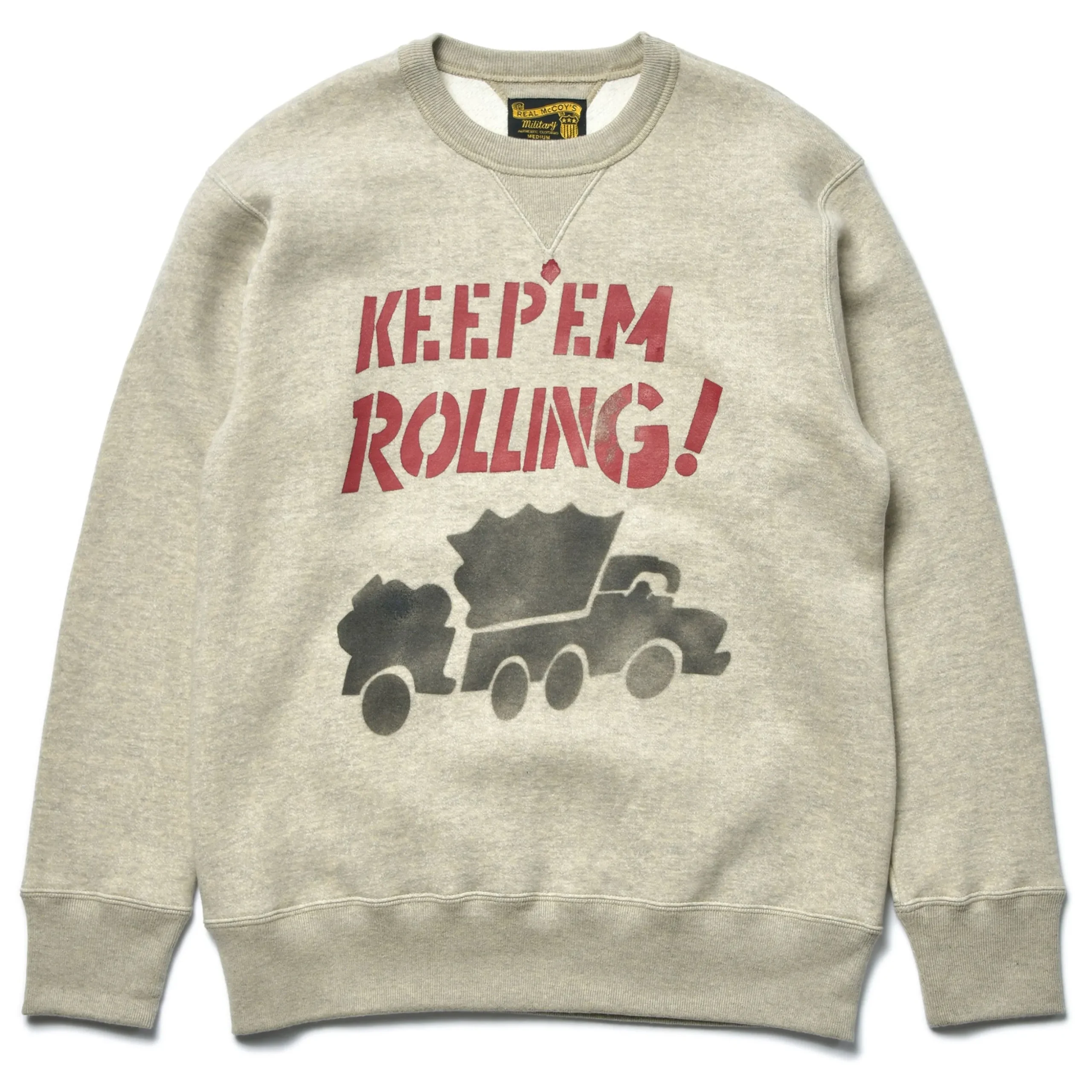 Sweatshirts-The Real McCoy's Military Print Sweatshirt / Red Ball Highway 013 Oatmeal