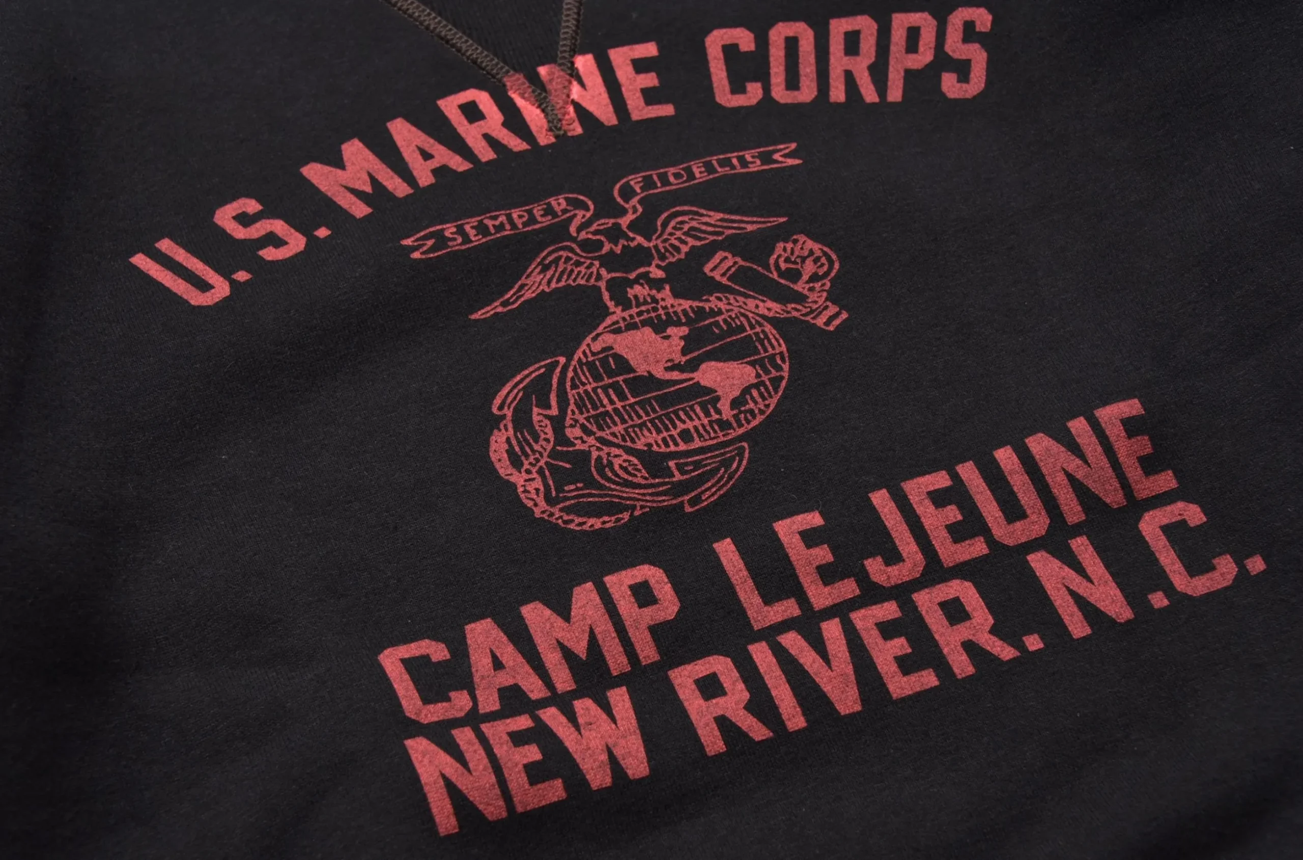 Sweatshirts-The Real McCoy's Military Print Sweatshirt / Usmc Camp Lejeune Black