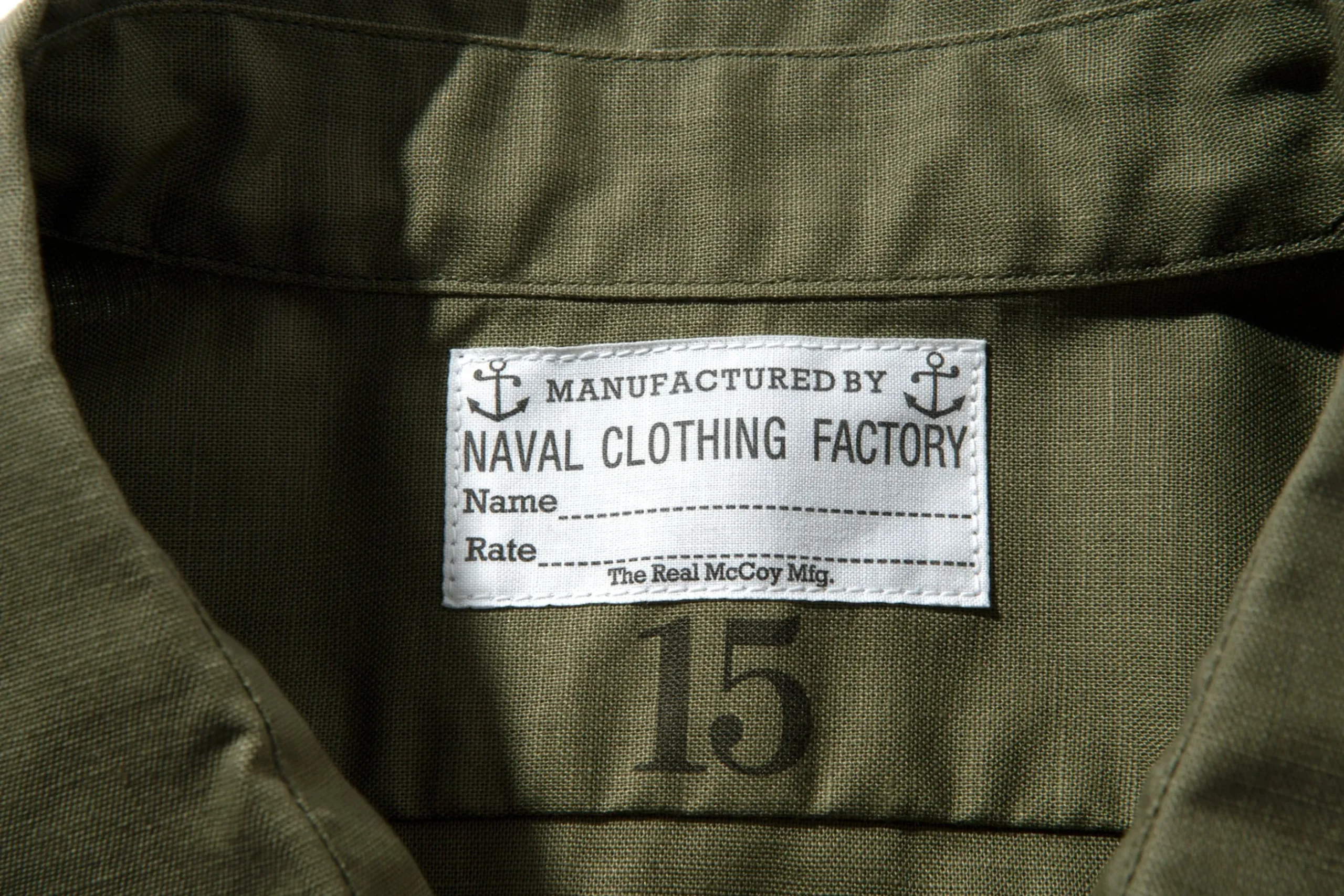 Shirts-The Real McCoy's N-3 Utility Shirt L/S (Stencil) 150 Olive (Stencil)