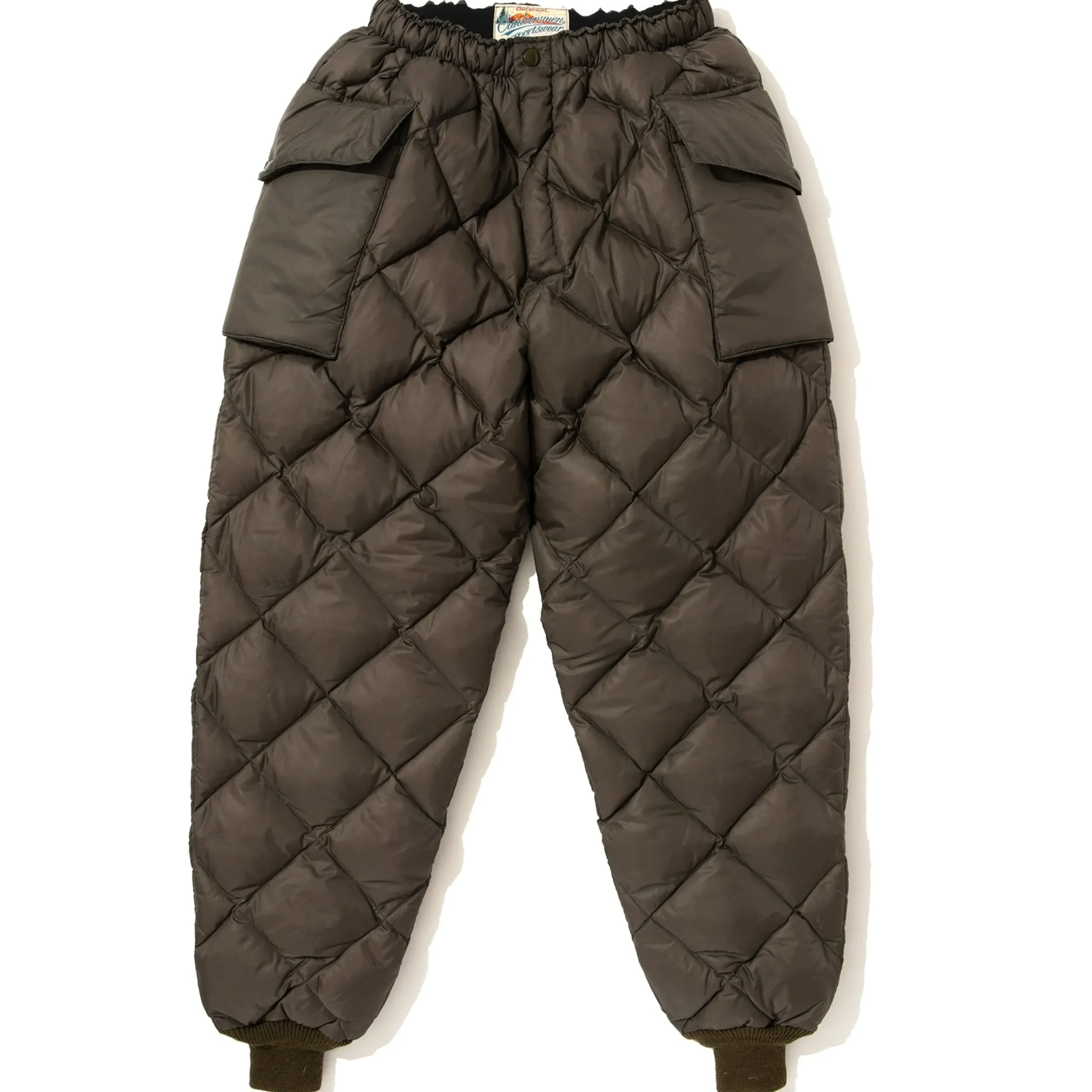Pants-Joe McCoy Nylon Quilted Down Trousers Olive