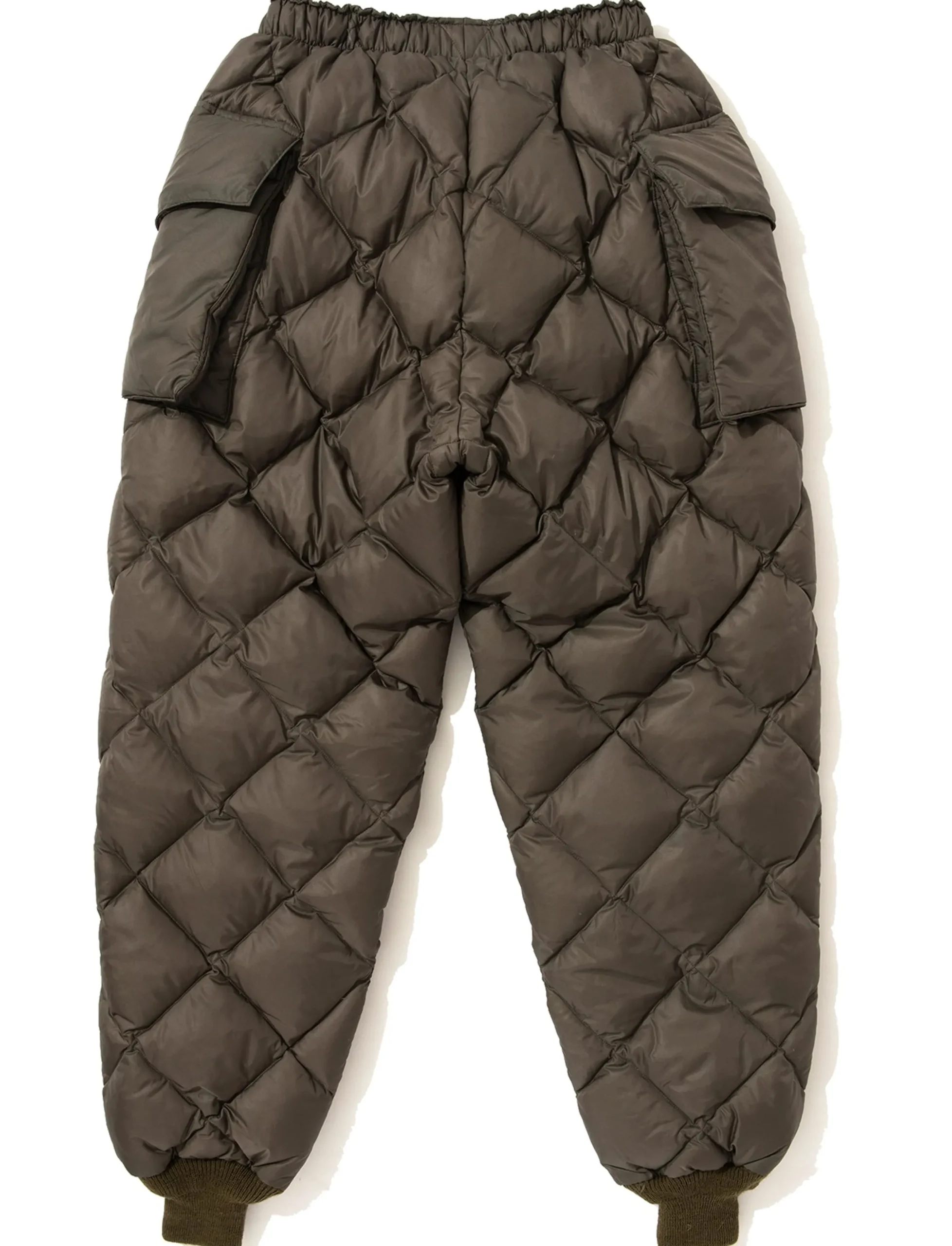 Pants-Joe McCoy Nylon Quilted Down Trousers Olive