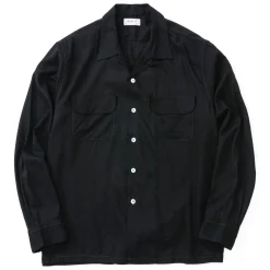 Shirts-Joe McCoy Open Collar Rayon Shirt Black