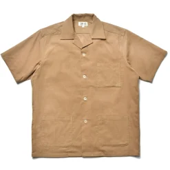 Shirts-Joe McCoy Open Collar Resort S/S Shirt / Summer Corduroy 041 Beige