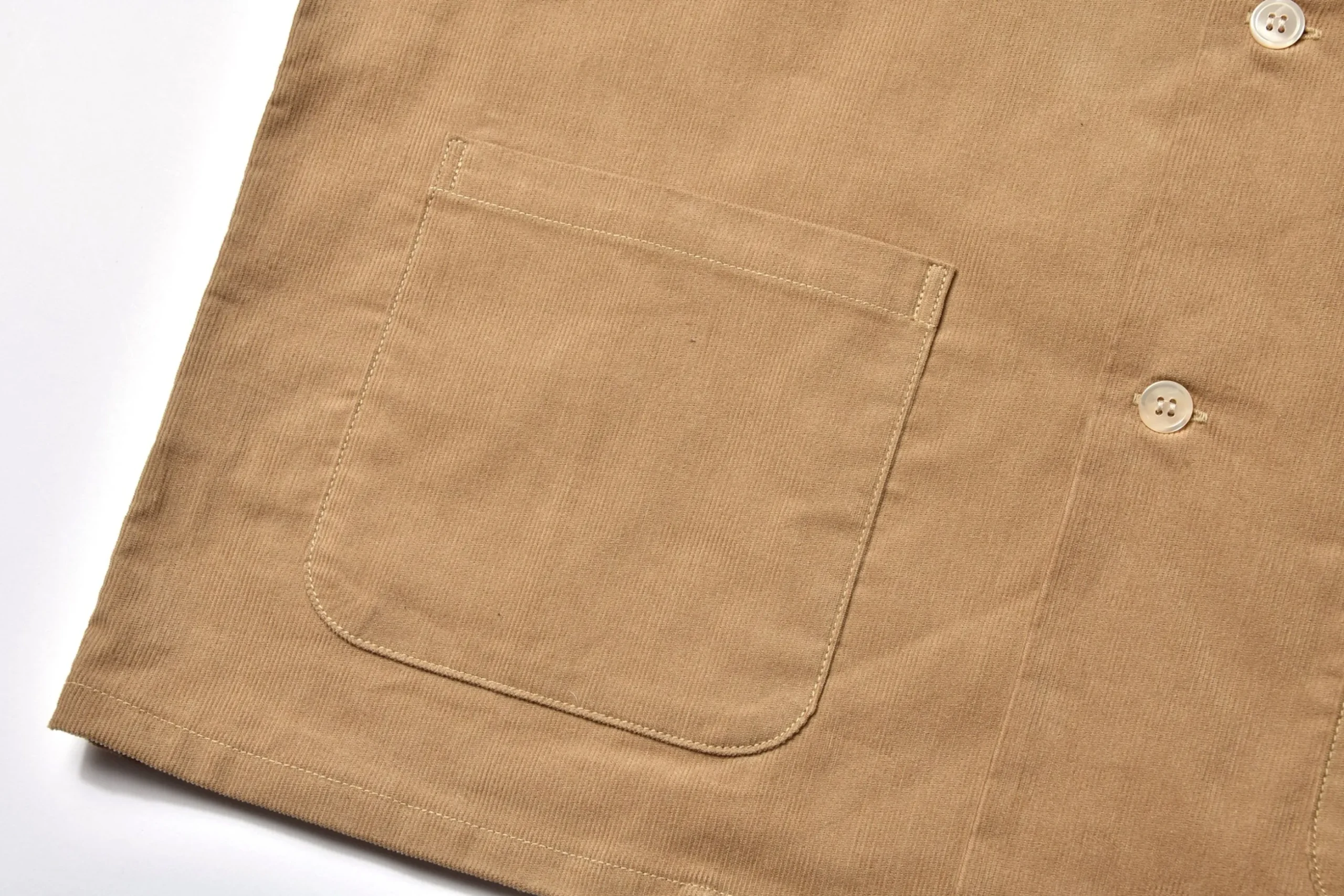 Shirts-Joe McCoy Open Collar Resort S/S Shirt / Summer Corduroy 041 Beige