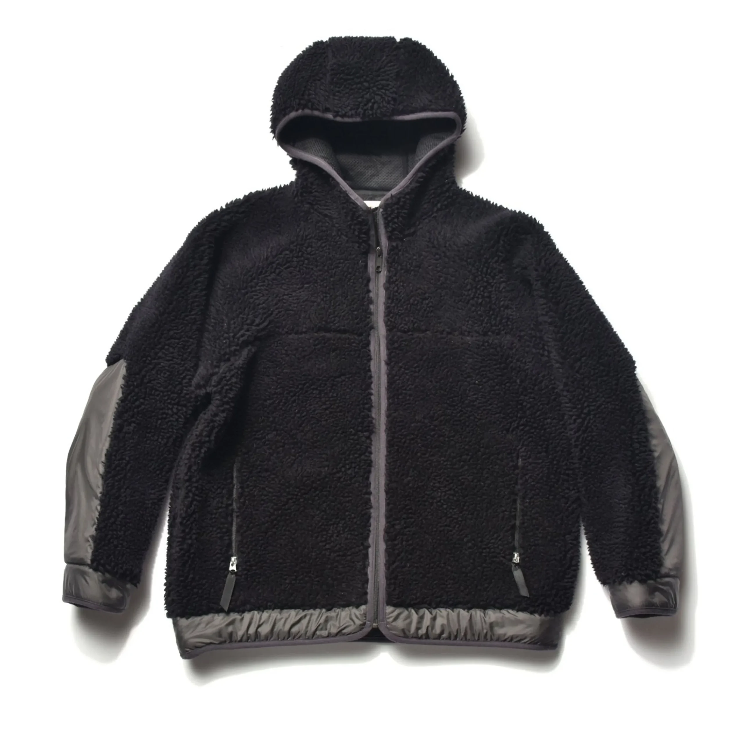 Recreation-Joe McCoy Outdoor Wool Pile Hooded Jacket Black
