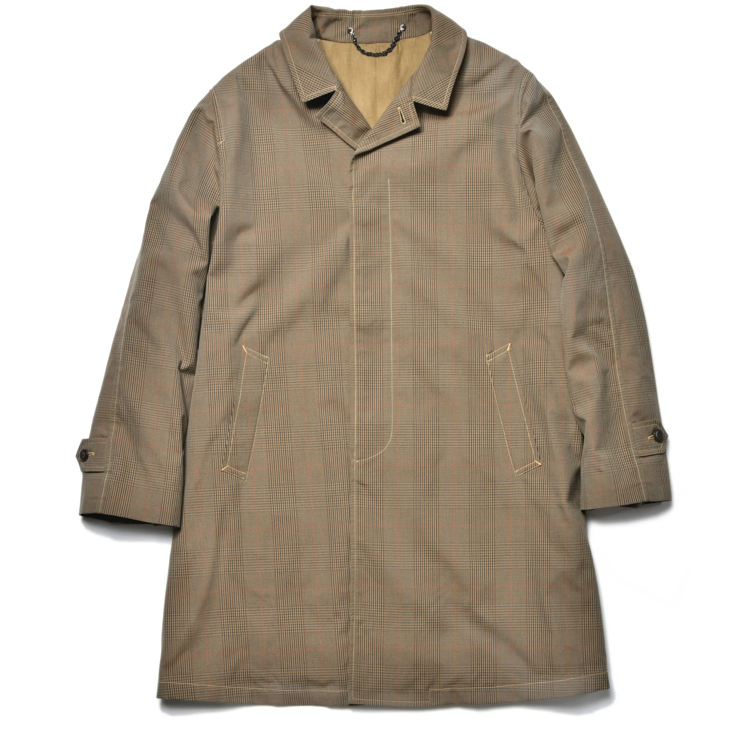 Recreation-Joe McCoy Plaid-Check Rain Weather Coat Brown