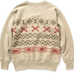 Sweatshirts-Joe McCoy Printed Native Pattern Sweatshirt Oatmeal