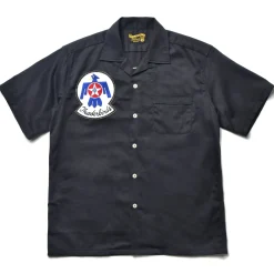 Shirts-The Real McCoy's Rayon Open Collar Shirt / Thunderbirds 140 Navy