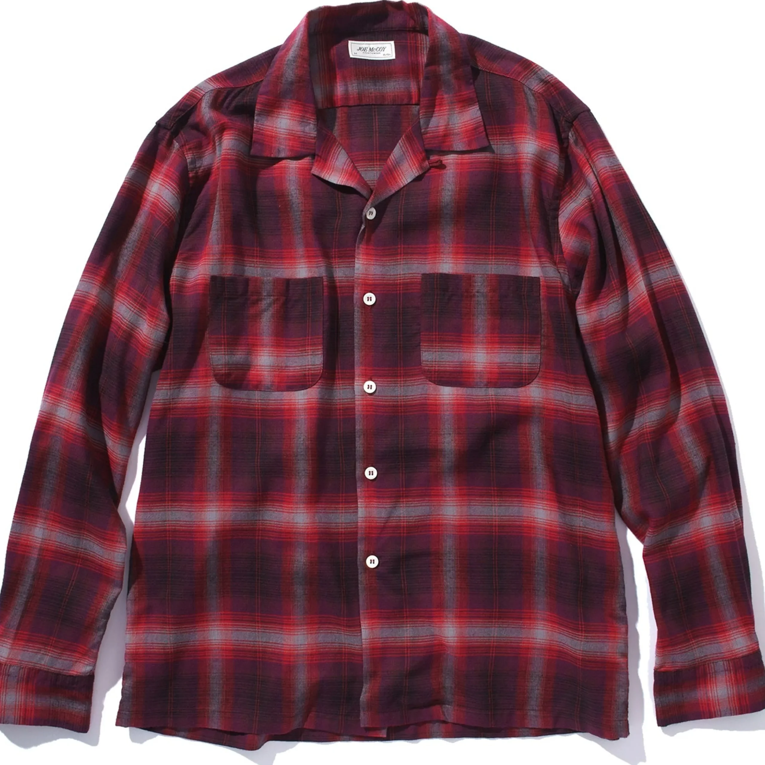Shirts-Joe McCoy Shadow Check Rayon Shirt Crimson