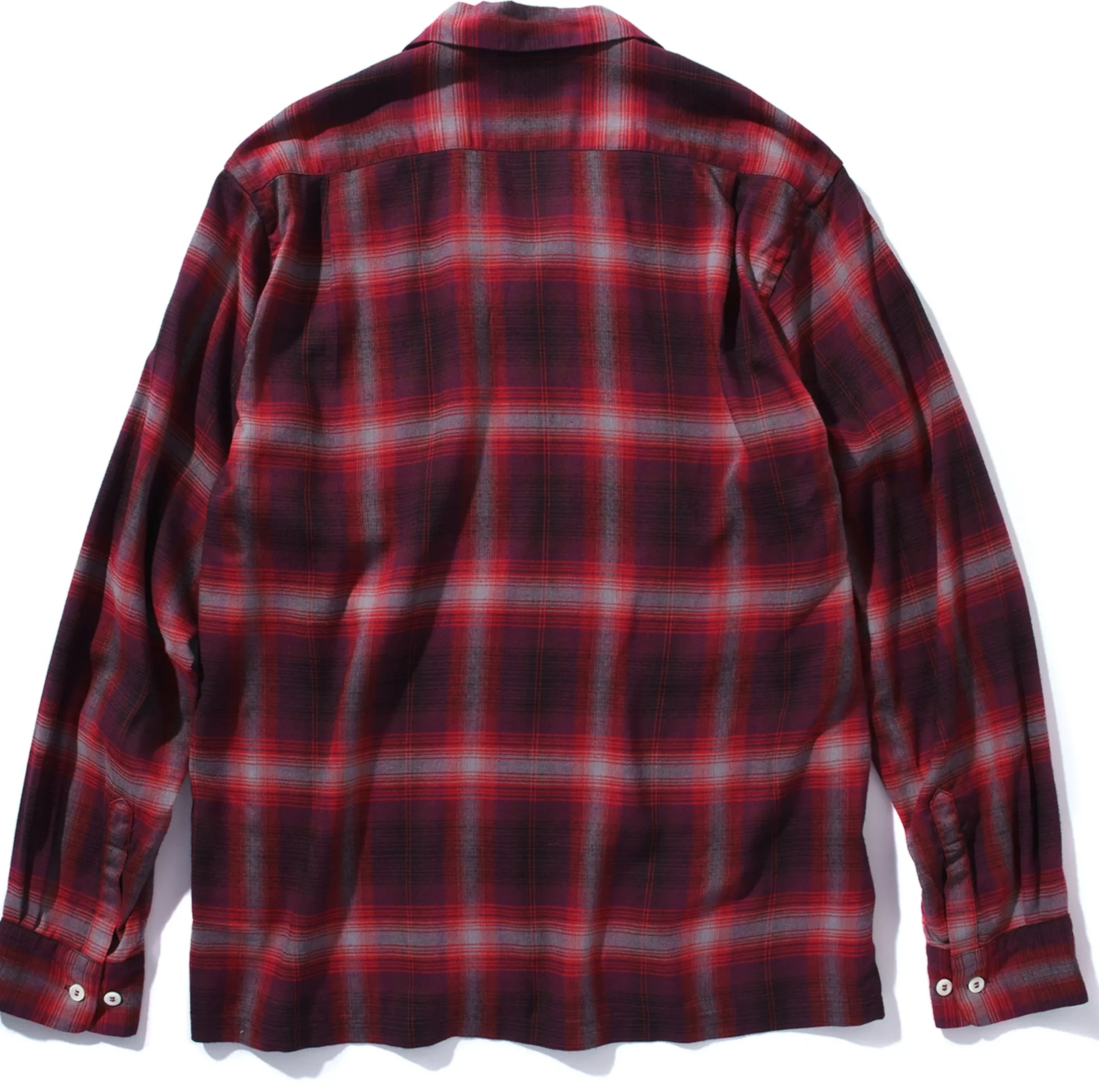 Shirts-Joe McCoy Shadow Check Rayon Shirt Crimson