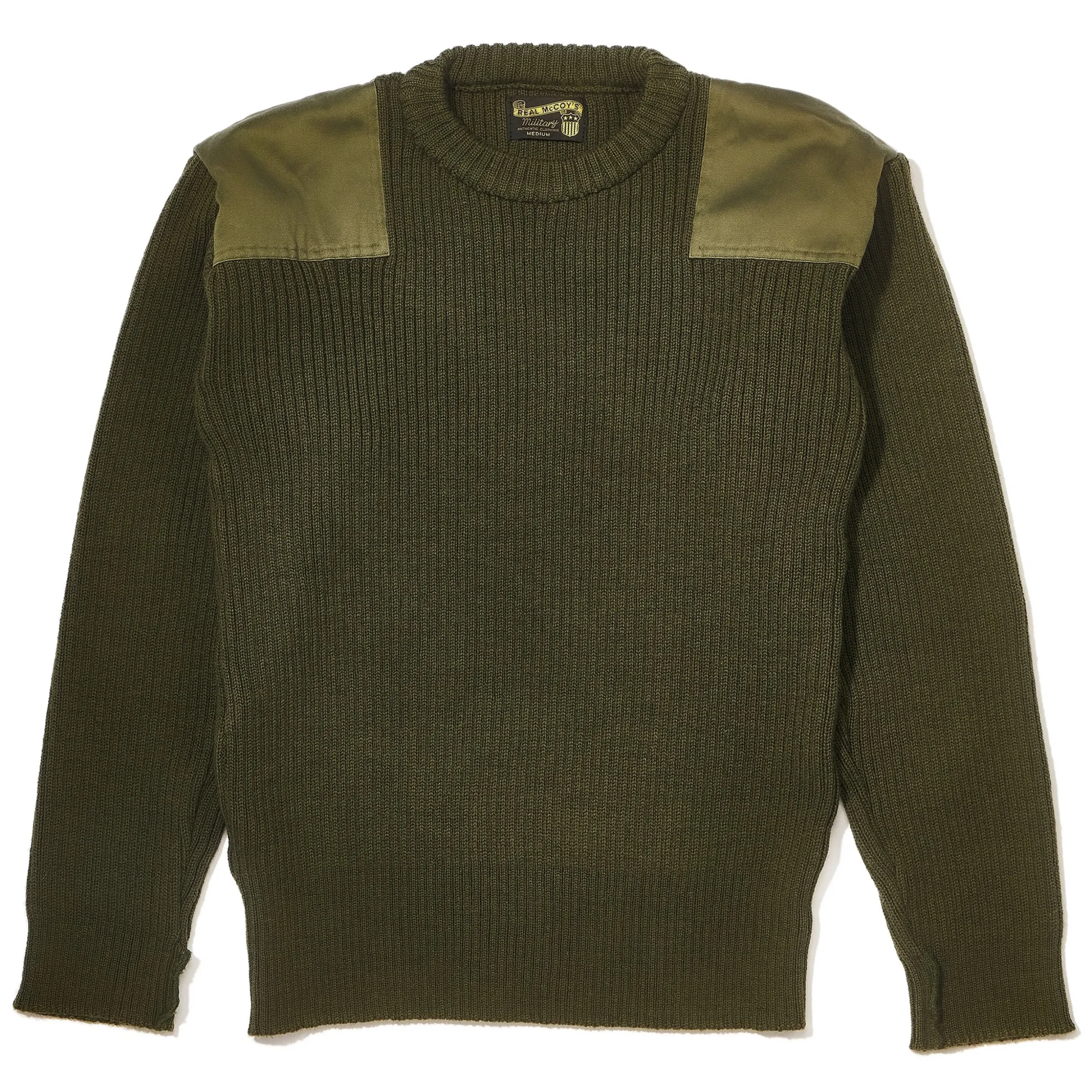 Knitwear-The Real McCoy's Sweater, Service Wool Olive