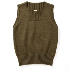 Knitwear-The Real McCoy's Sweater, Sleeveless Olive
