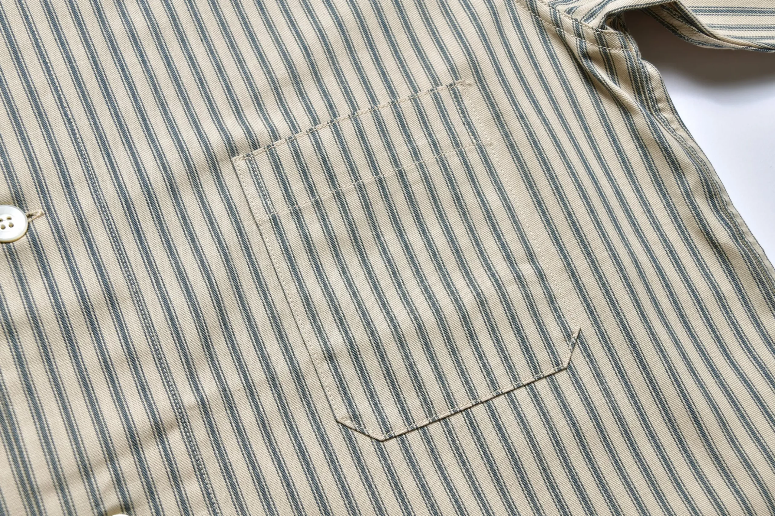 Shirts-The Real McCoy's Ticking Stripe Pajama Shirt 012 Ecru