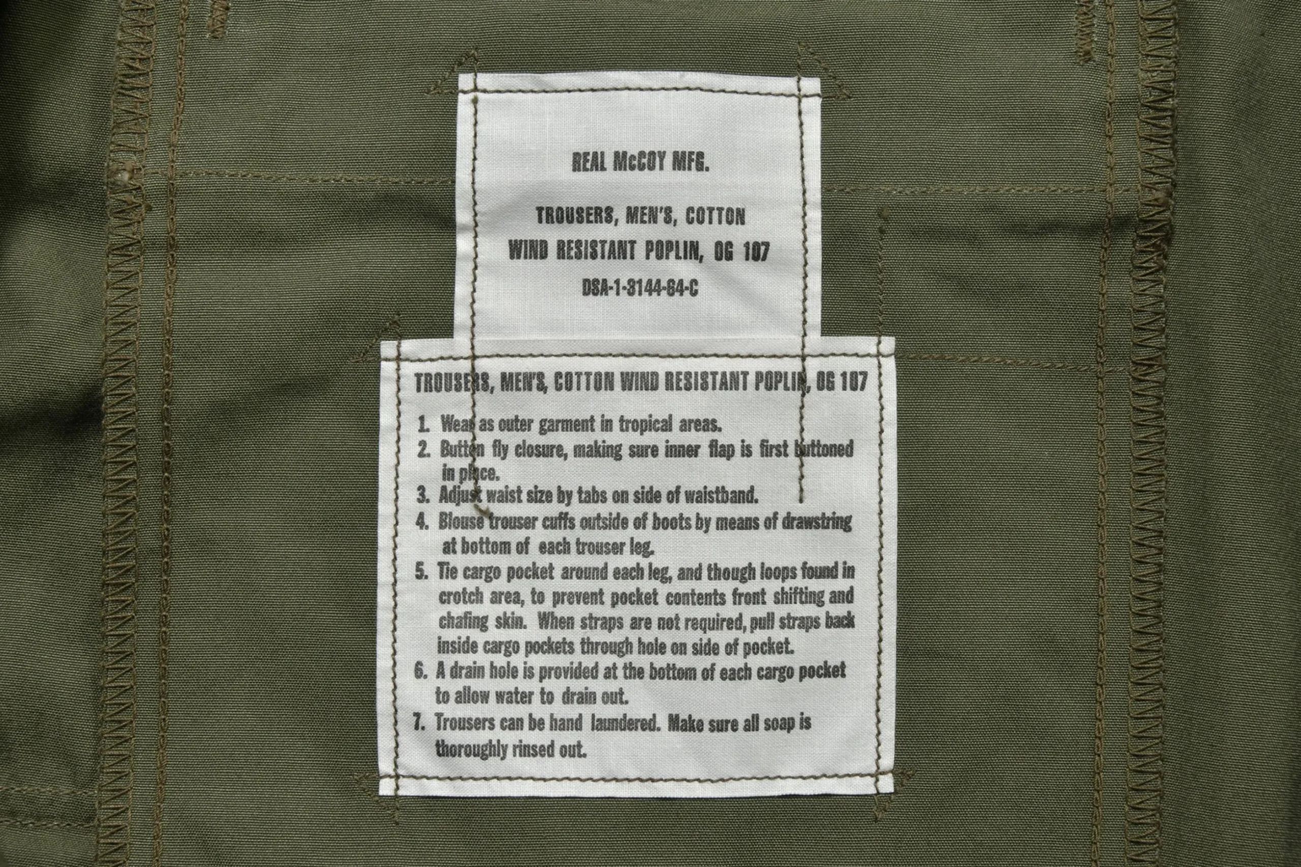 Pants-The Real McCoy's Trousers, Man'S, Combat, Tropical (Model 220) 150 Olive