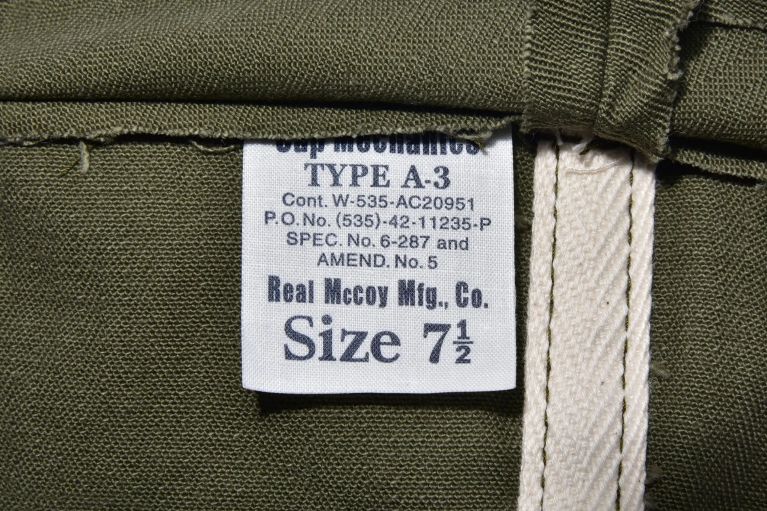 Hats-The Real McCoy's Type A-3 Cap / Decal 150 Olive