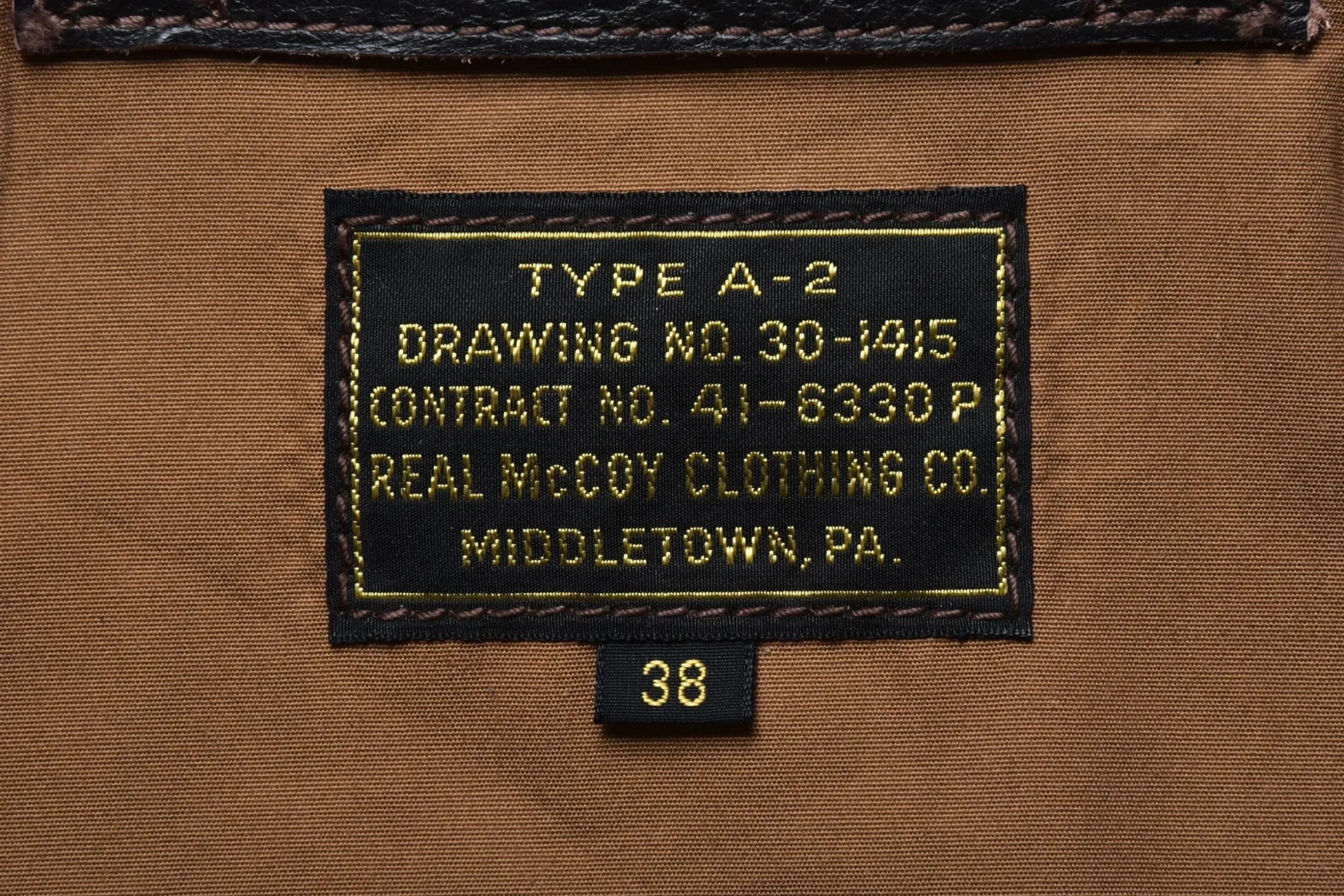 Leather-The Real McCoy's Type A-2 Real Mccoy Mfg. Co. (Model 220) 051 Seal Brown