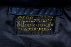 Military-The Real McCoy's Type B-15C Real Mccoy Mfg. Co. / Green Ribbing 140 Navy