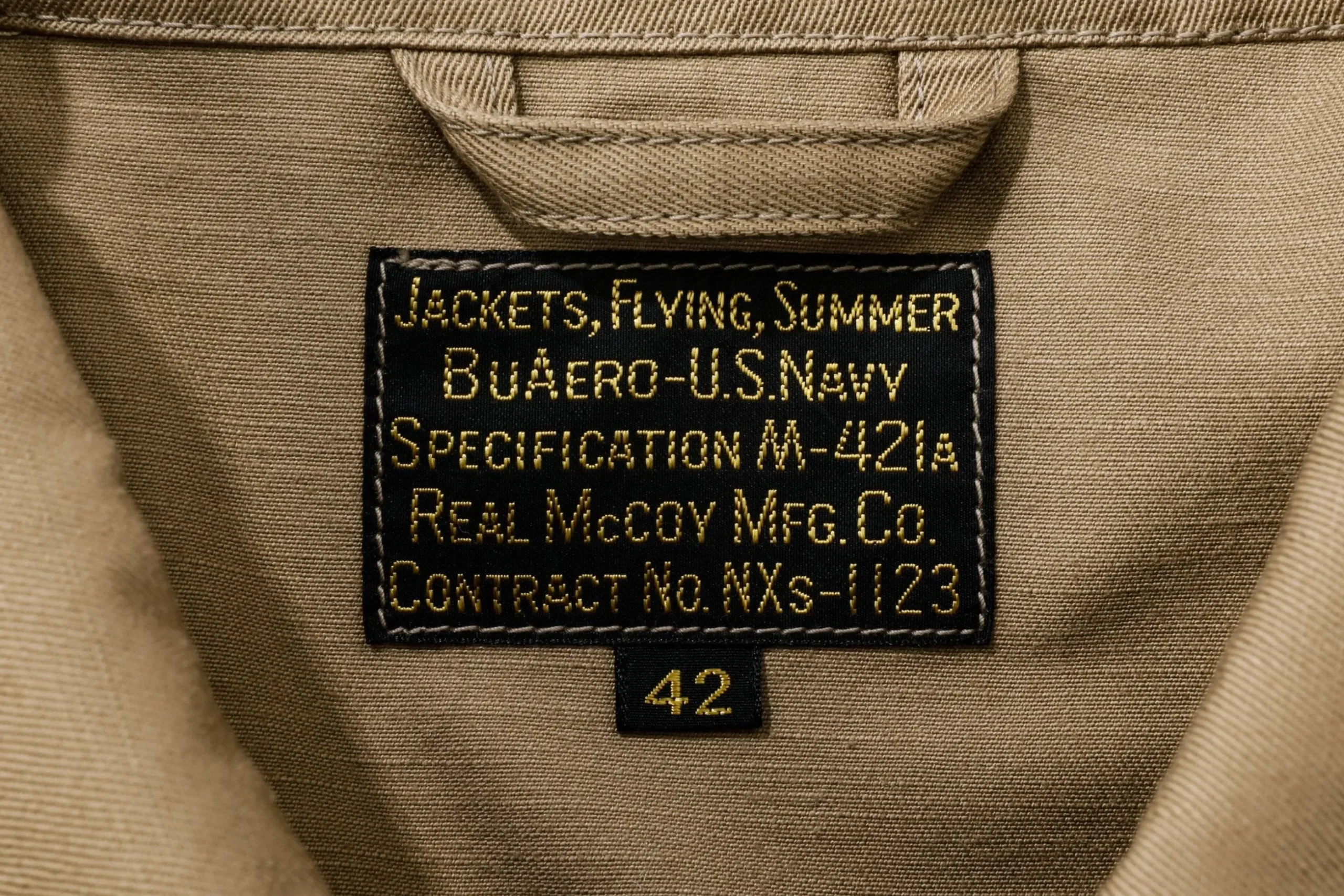 Military-The Real McCoy's Type M-421A Real Mccoy Mfg. Co. Tan