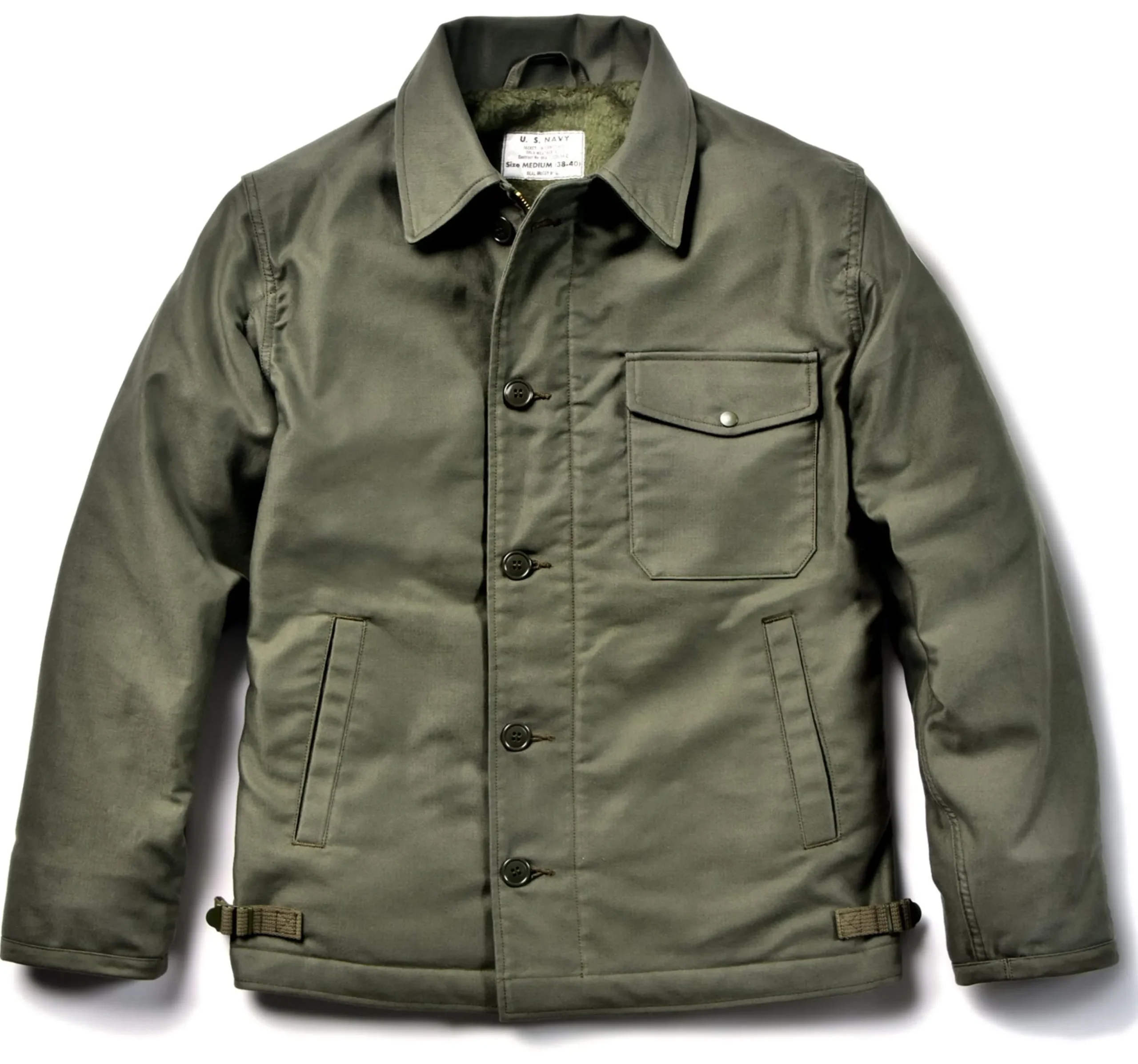 Military-The Real McCoy's U.S.N. A-2 Deck Jacket Real Mccoy Mfg. Olive