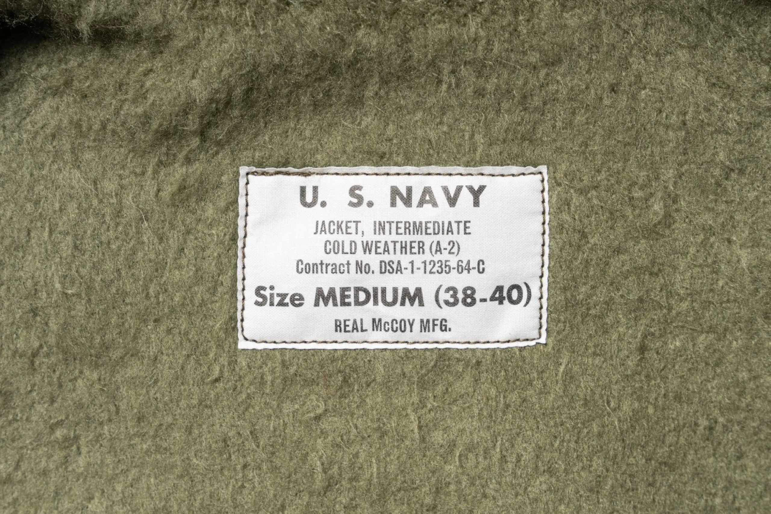 Military-The Real McCoy's U.S.N. A-2 Deck Jacket Real Mccoy Mfg. Olive