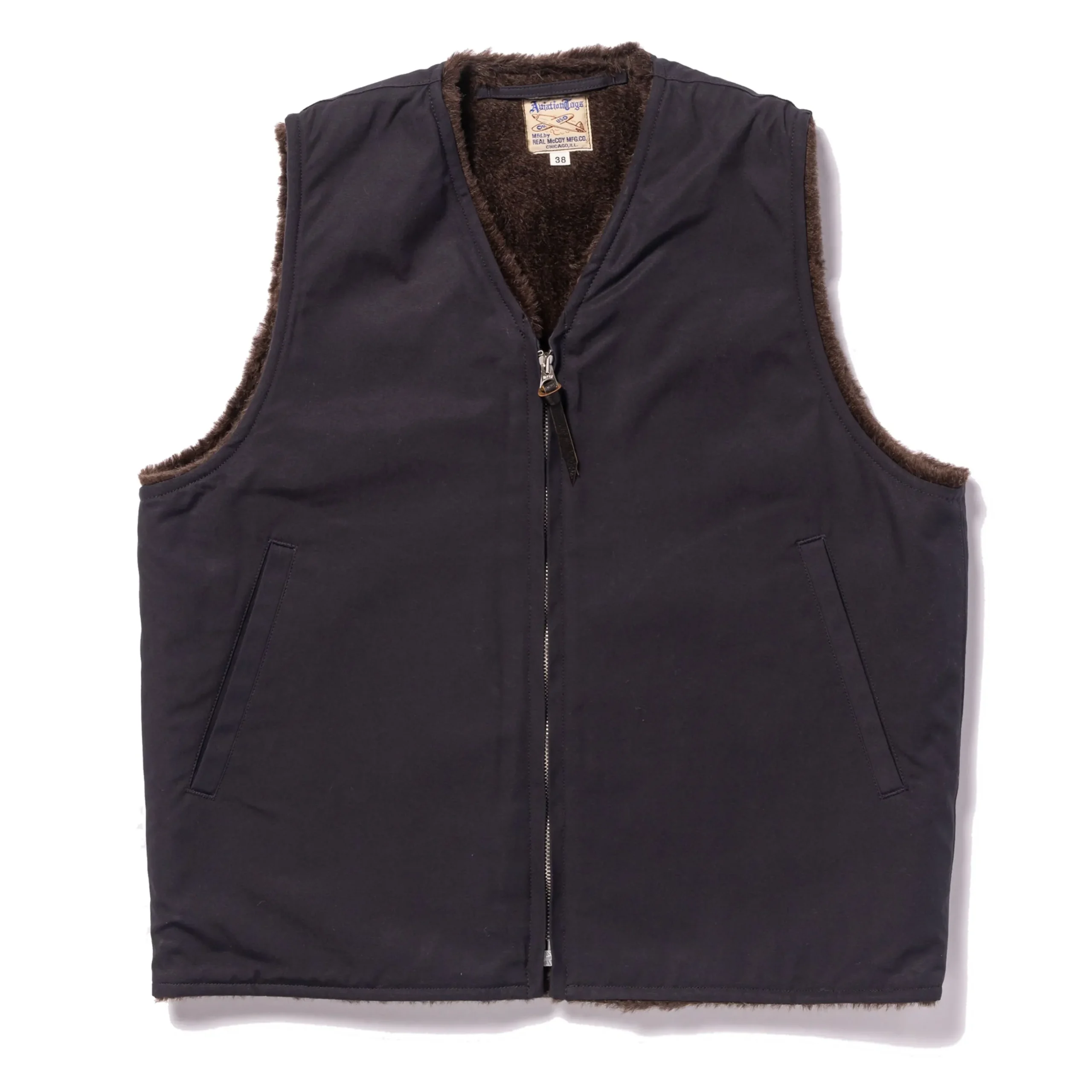 Military-The Real McCoy's Usn Alpaca Vest Navy