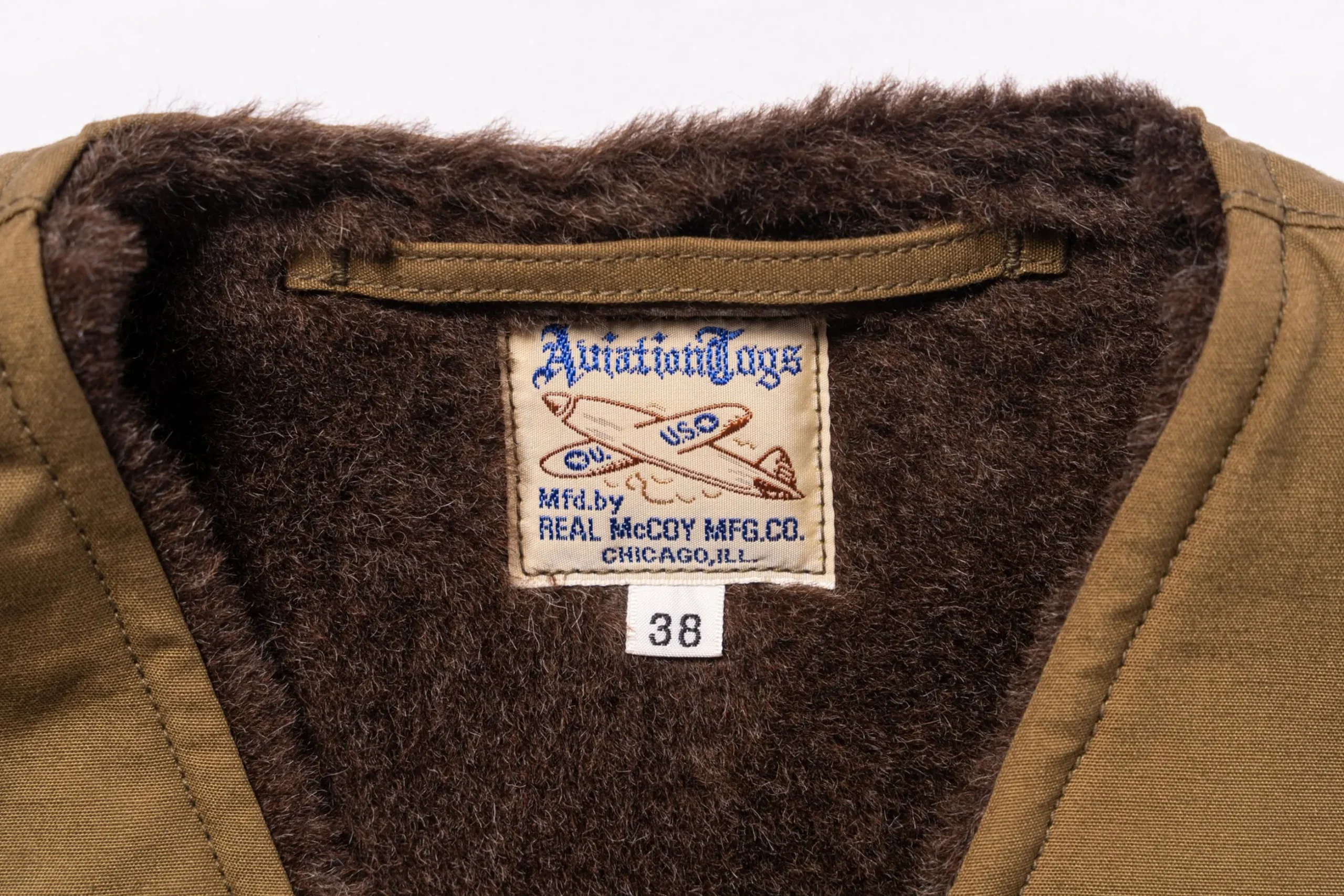 Vests-The Real McCoy's Usn Alpaca Vest Khaki