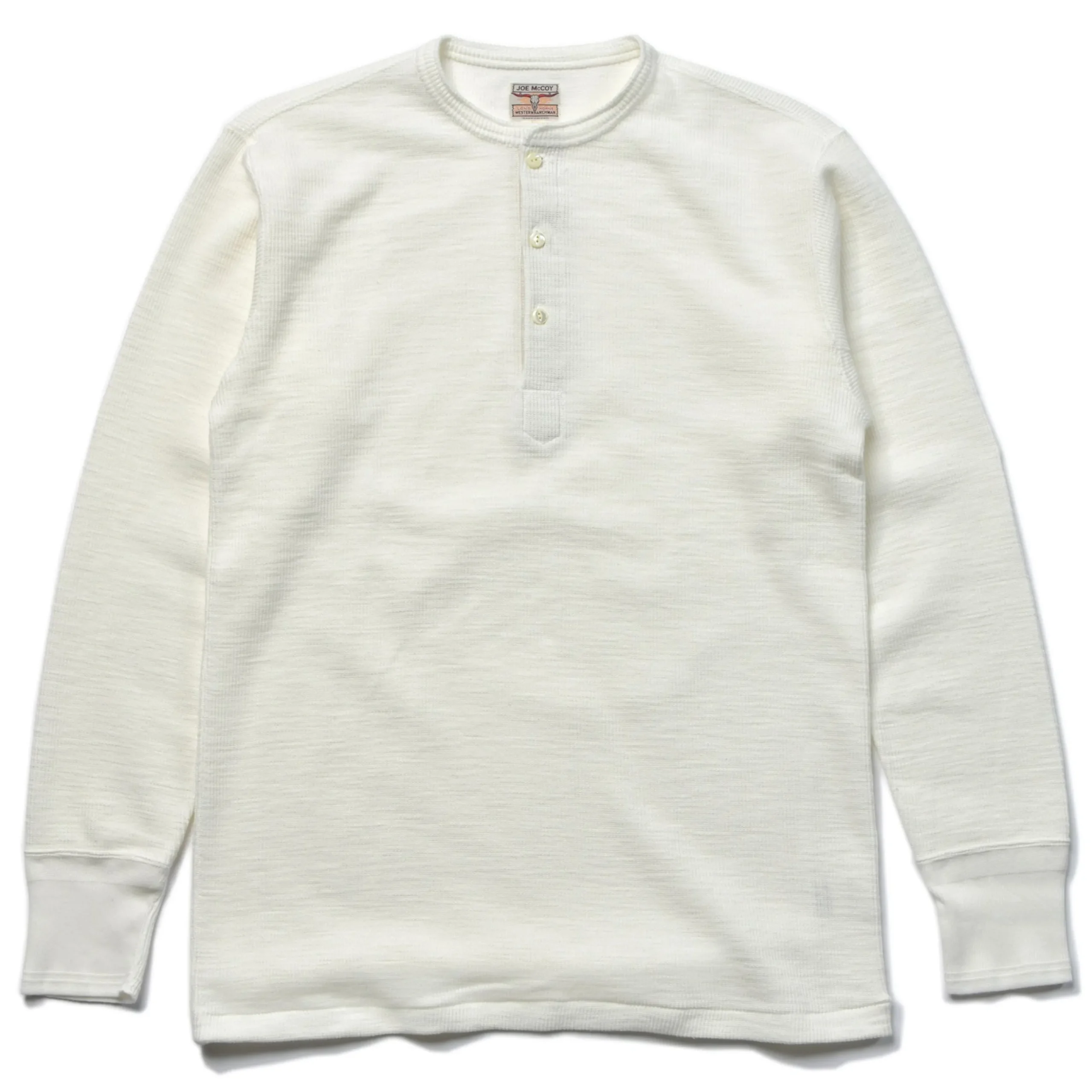 Thermal Shirts-Joe McCoy Western Cardigan Stitch Henley Shirt 010 White