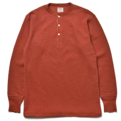 Thermal Shirts-Joe McCoy Western Cardigan Stitch Henley Shirt 093 Brick Red