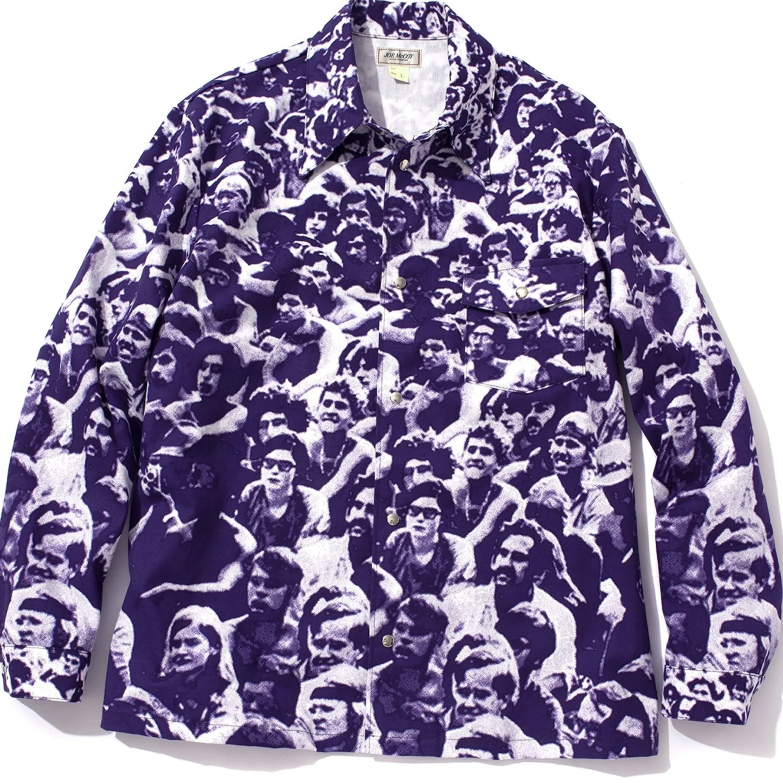 Shirts-Joe McCoy Woodstock Print Shirt Purple