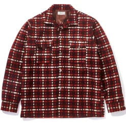 Shirts-Joe McCoy Wool Stripe Open-Collar Shirt Brown/Orange